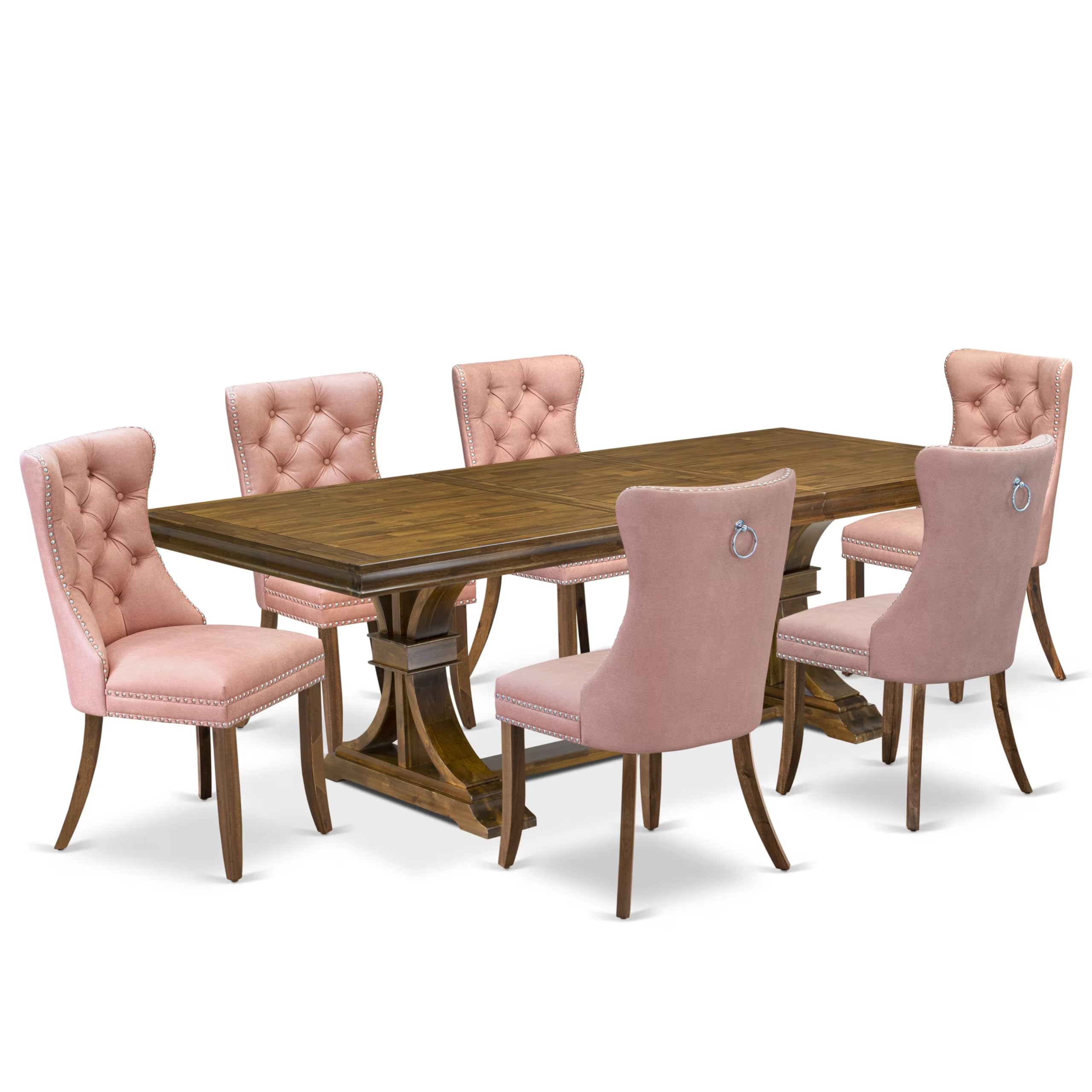 7 piece Dining Table Set a Kitchen Table and 6 Faux Leather Dining Chairs