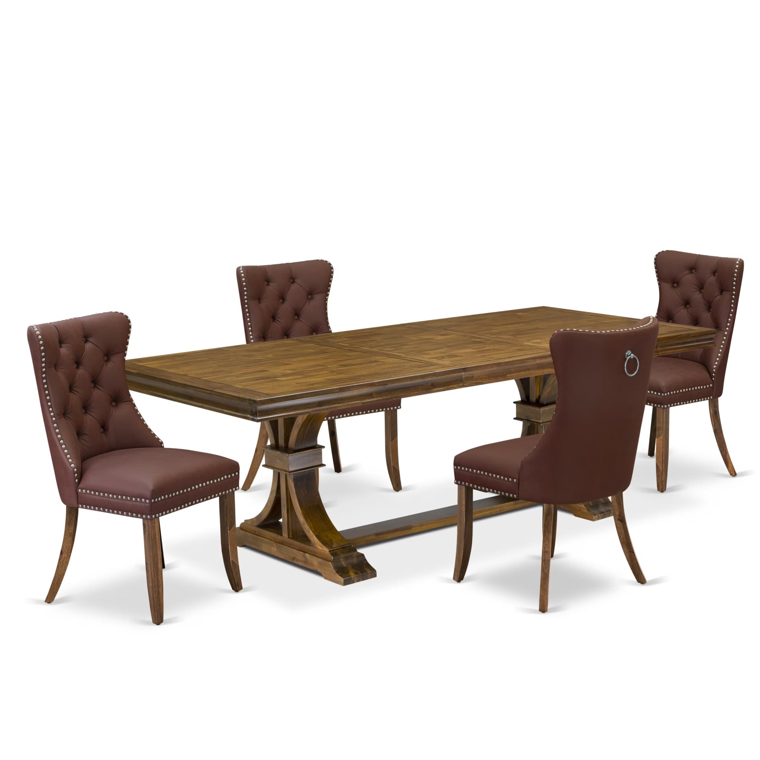 5 piece Kitchen Table Set of a Dining Table and 4 Faux Leather Kitchen Chairs