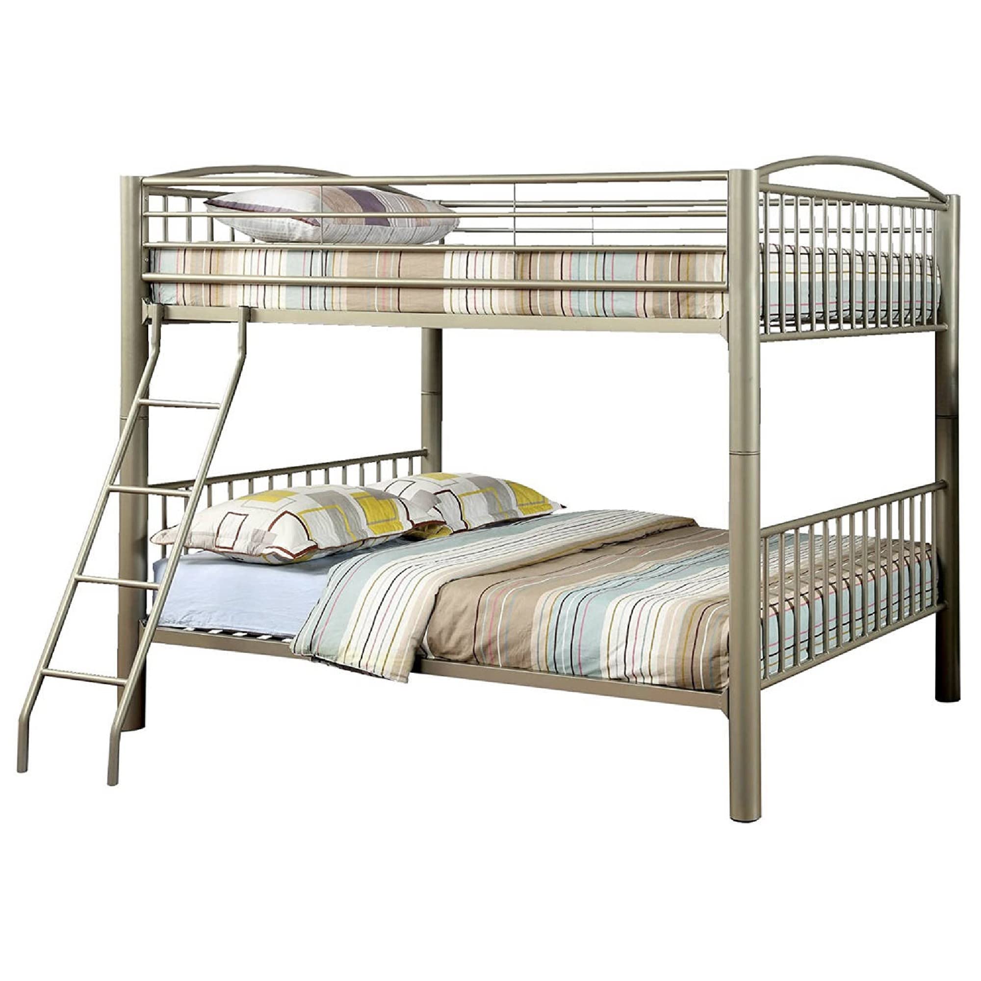 Full Size Metal Bunk Bed With moveable ladder, Gold