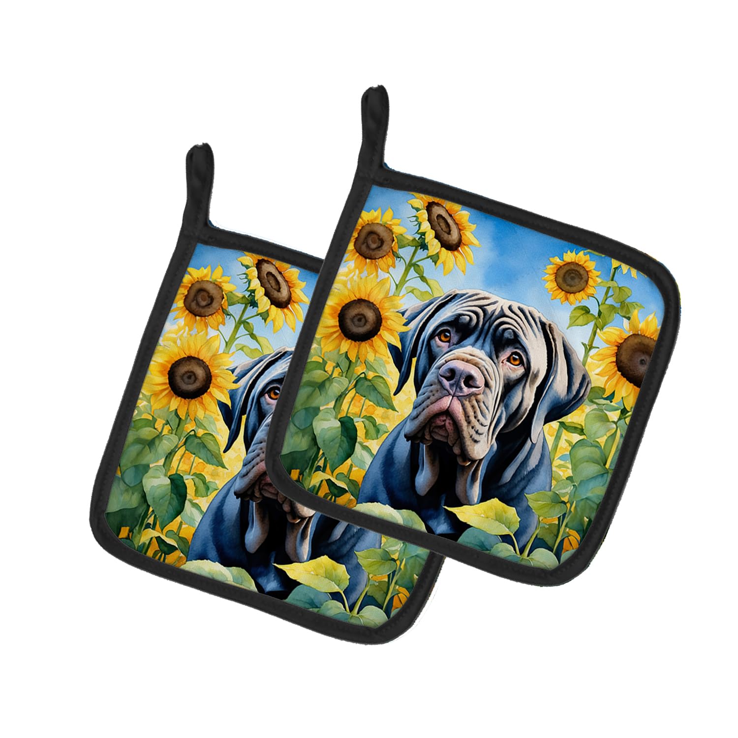 Neapolitan Mastiff in Sunflowers Pair of Pot Holders