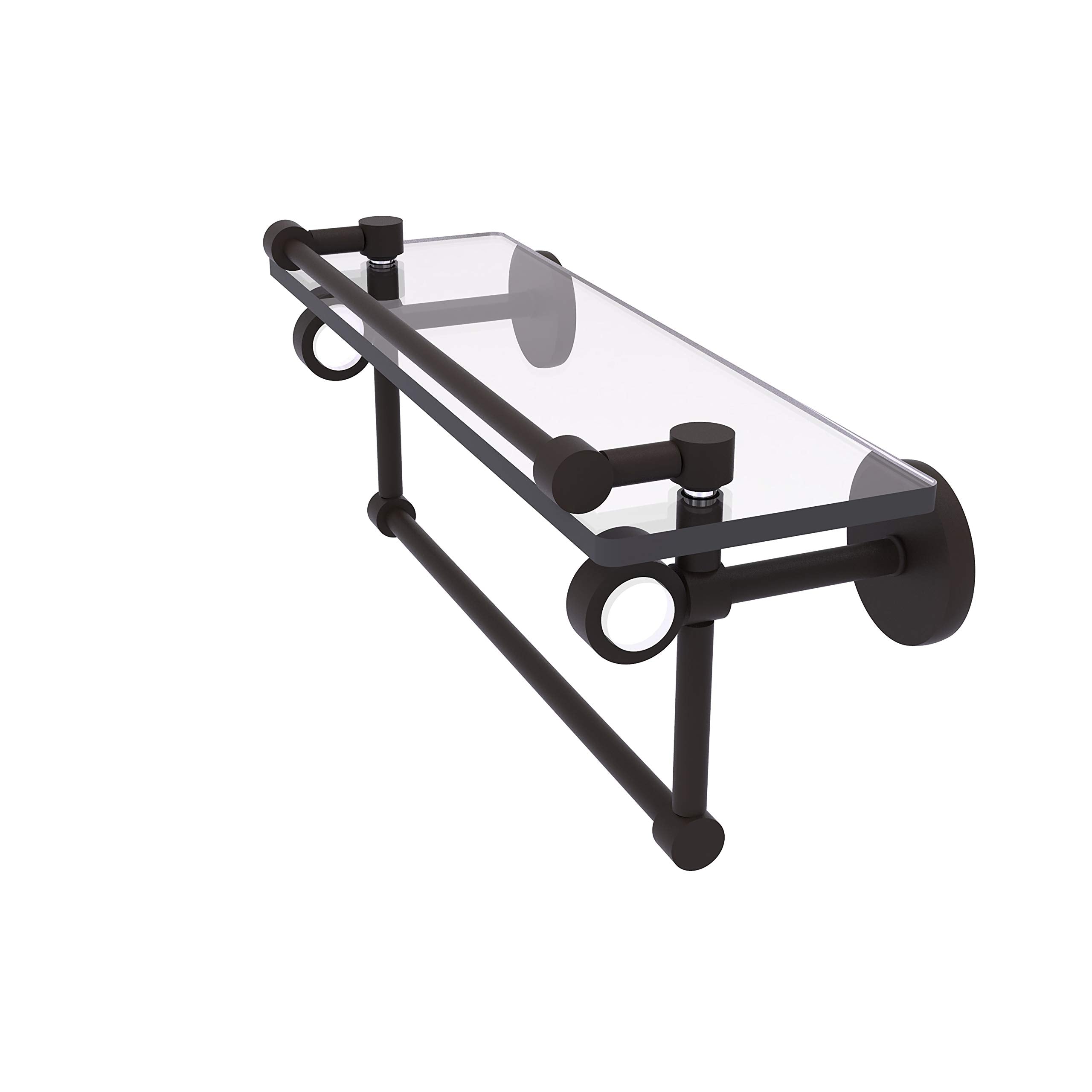 Clearview Collection 16 Inch Glass Shelf with Gallery Rail and Towel Bar - Oil Rubbed Bronze