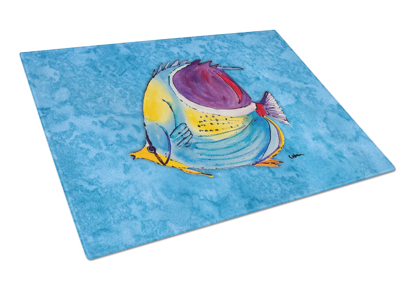 Tropical Fish Glass Cutting Board Large