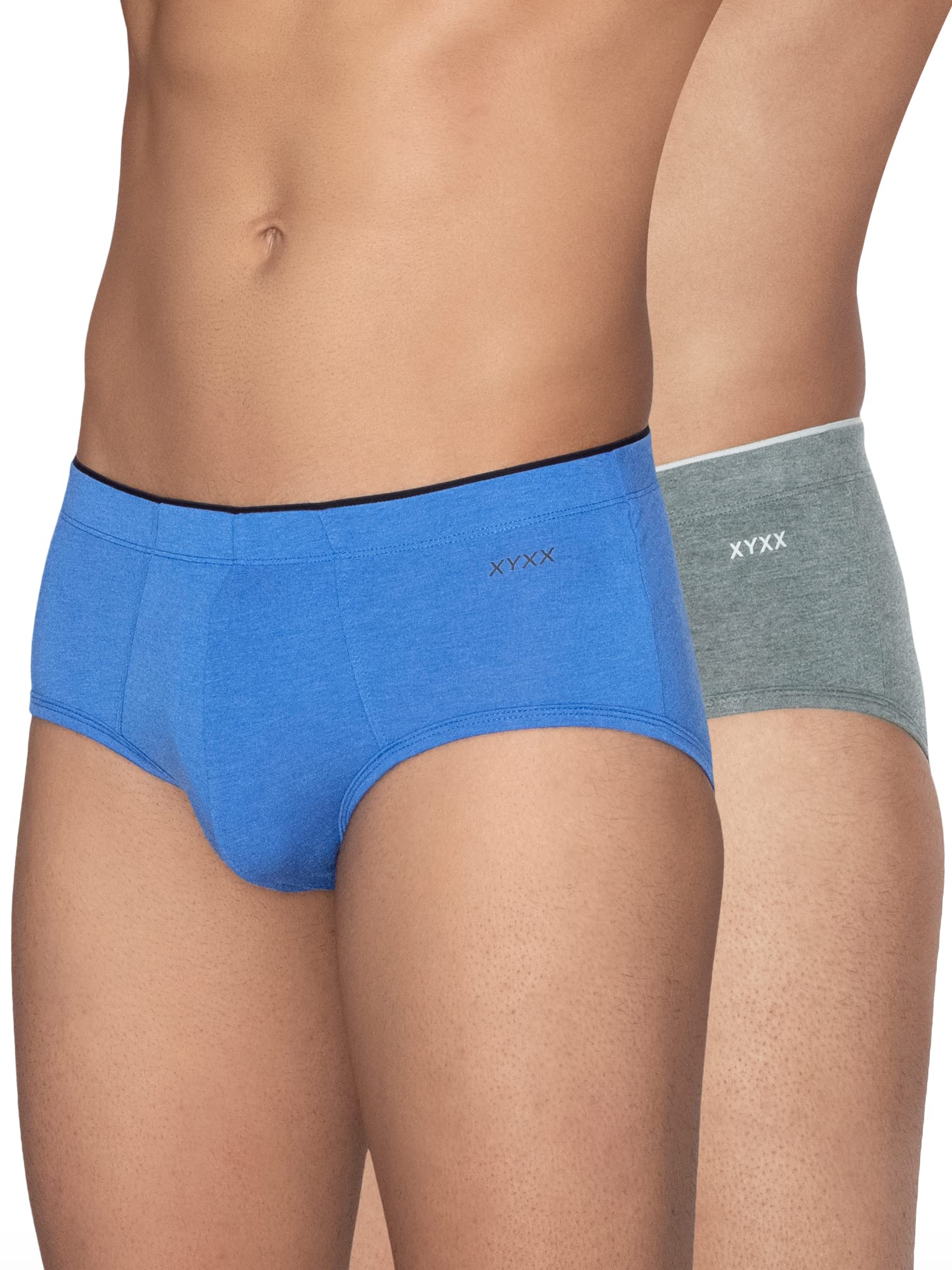 Xyxx Men Micro Modal Brief  Regular Fit  Solid  Pack Of 2  Xybrf2Pckn694Xxl  Oylampic Blue +Stone Grey  Xxl