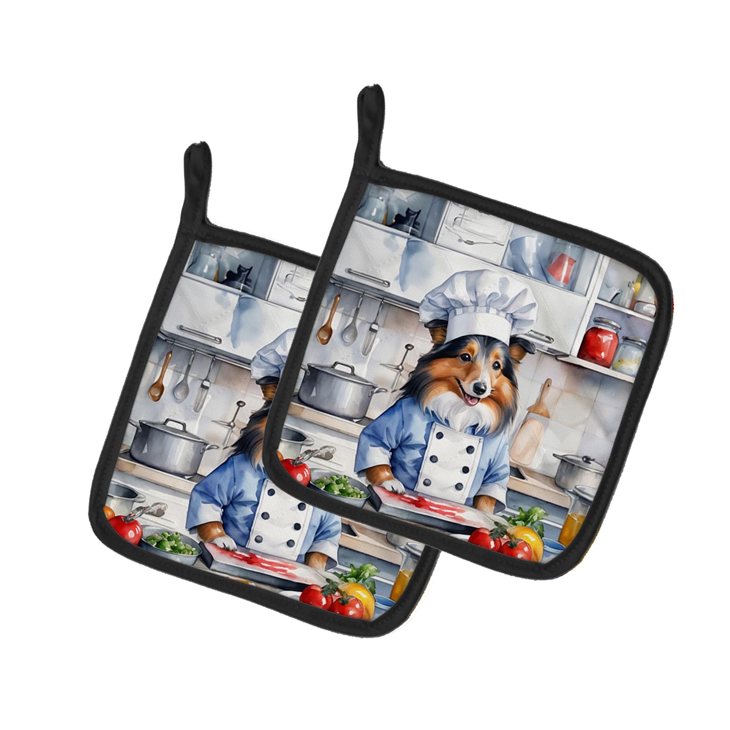 Sheltie The Chef Pair of Pot Holders