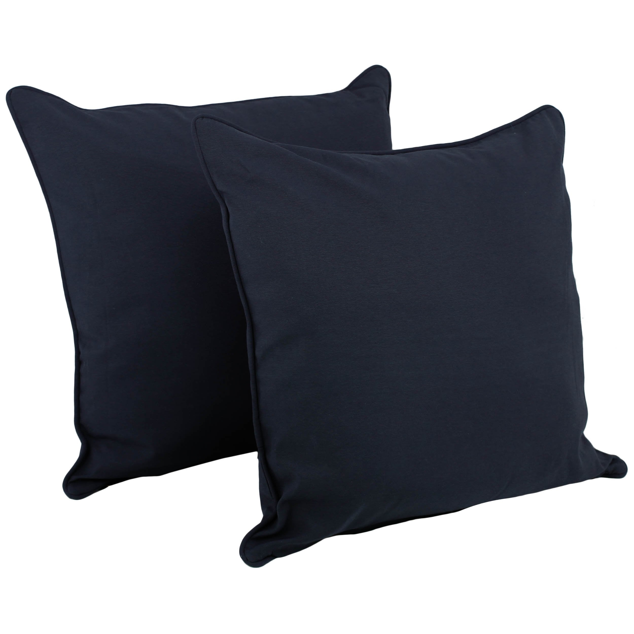 25-inch Double-corded Solid Twill Square Floor Pillows with Inserts (Set of 2) - Navy