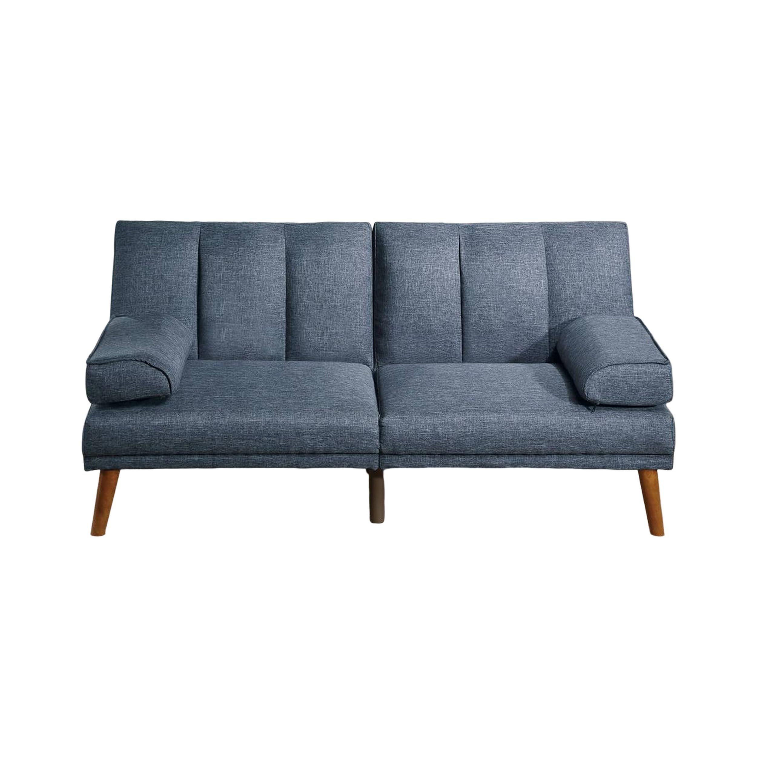 Dora 71 Inch Adjustable Futon Sofa Bed with Vertical Channel Tufting, Blue