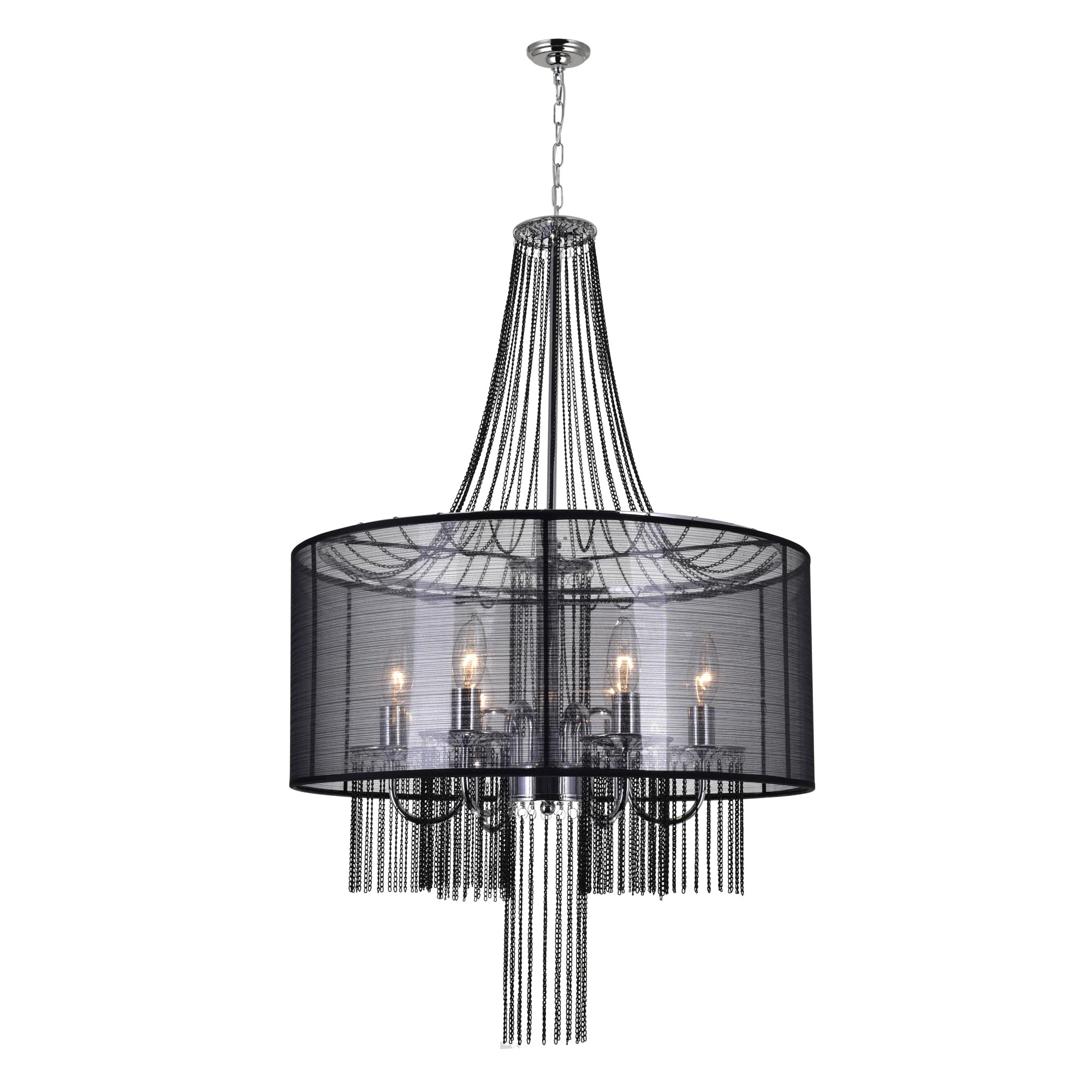 6 Light Drum Shade Chandelier with Chrome finish