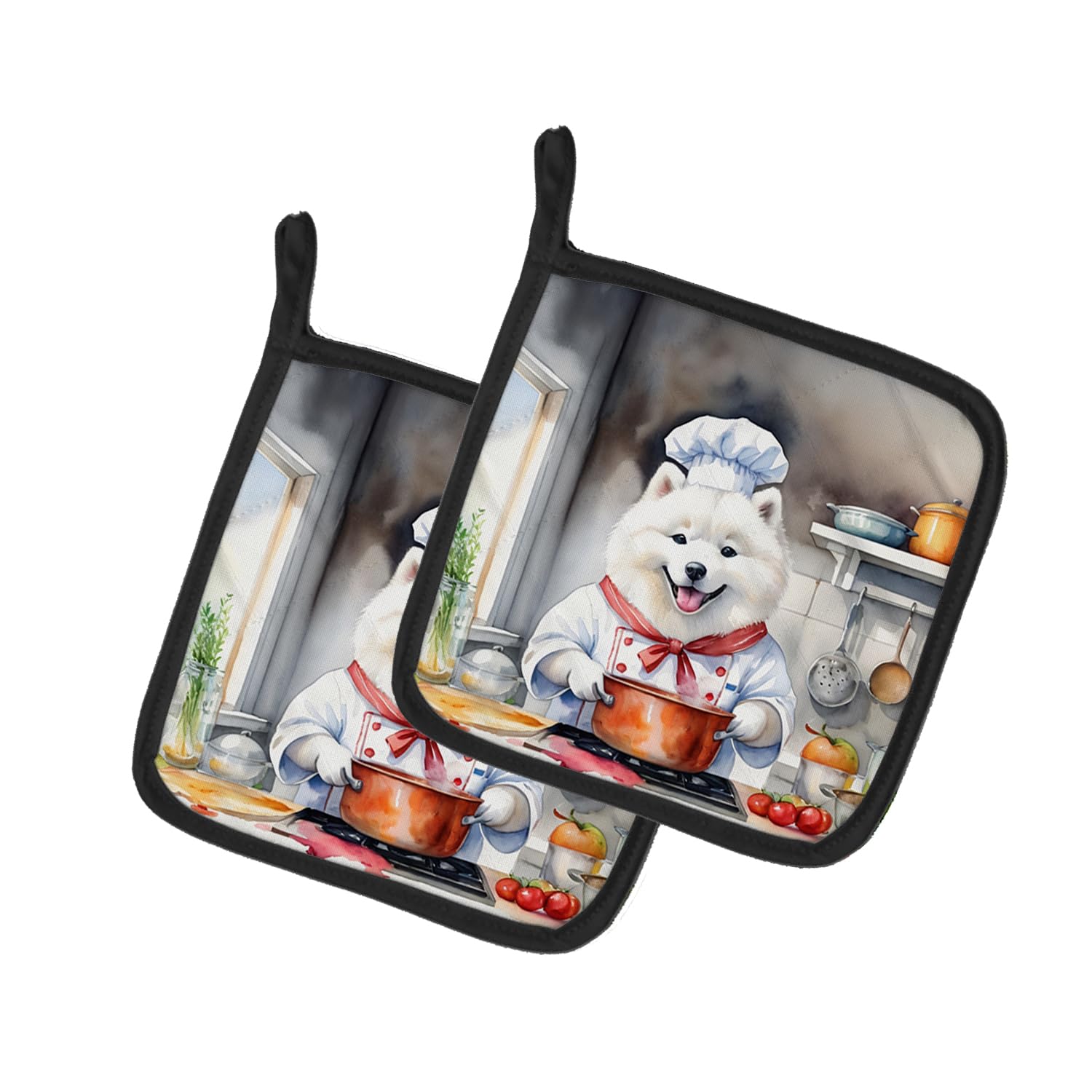 Samoyed The Chef Pair of Pot Holders
