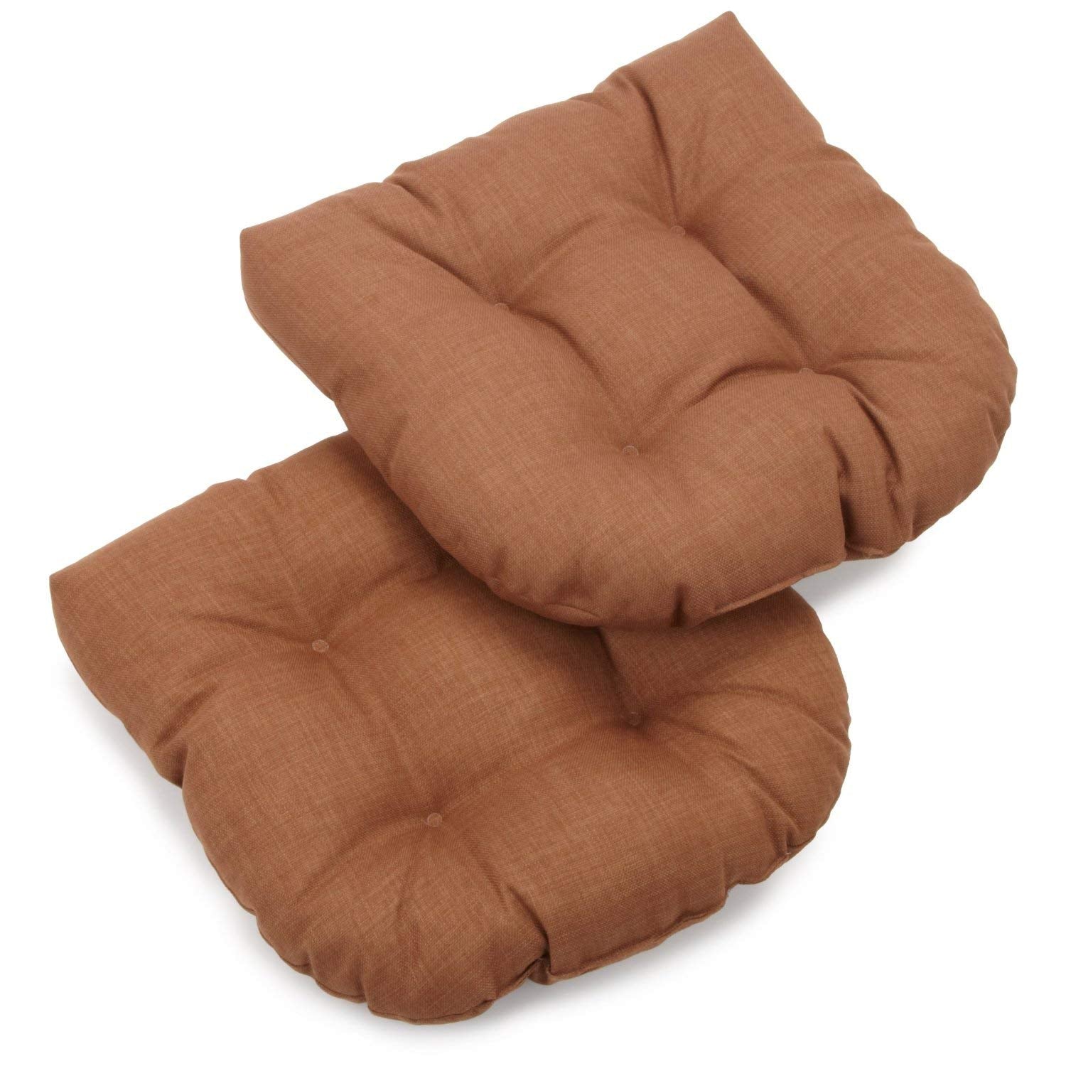 19-inch U-Shaped Outdoor Spun Polyester Tufted Dining Chair Cushion (Set of 2) - Mocha