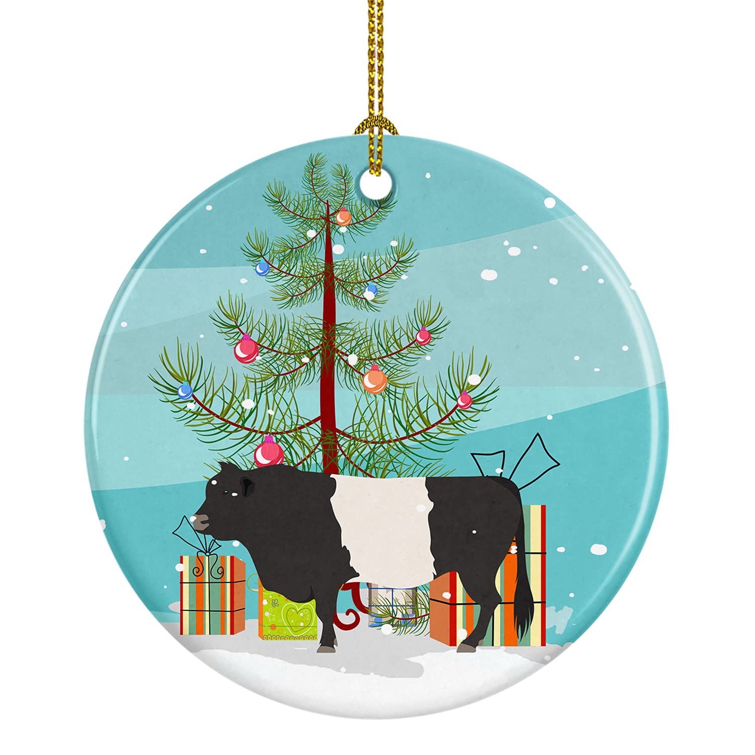 Carolines Treasures Belted Galloway Cow Christmas Ceramic Ornament