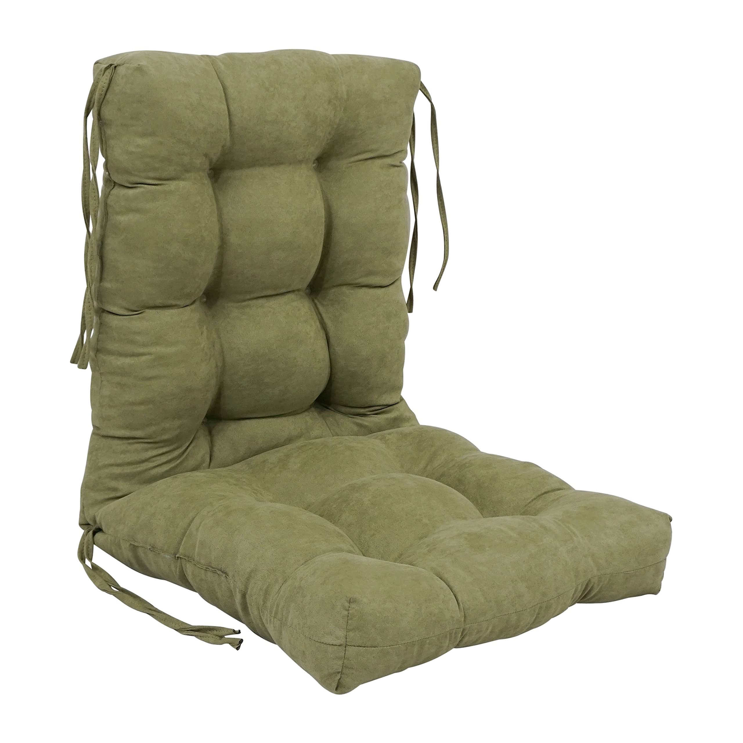 18-inch by 38-inch Solid Microsuede Tufted Chair Cushion Green-Color