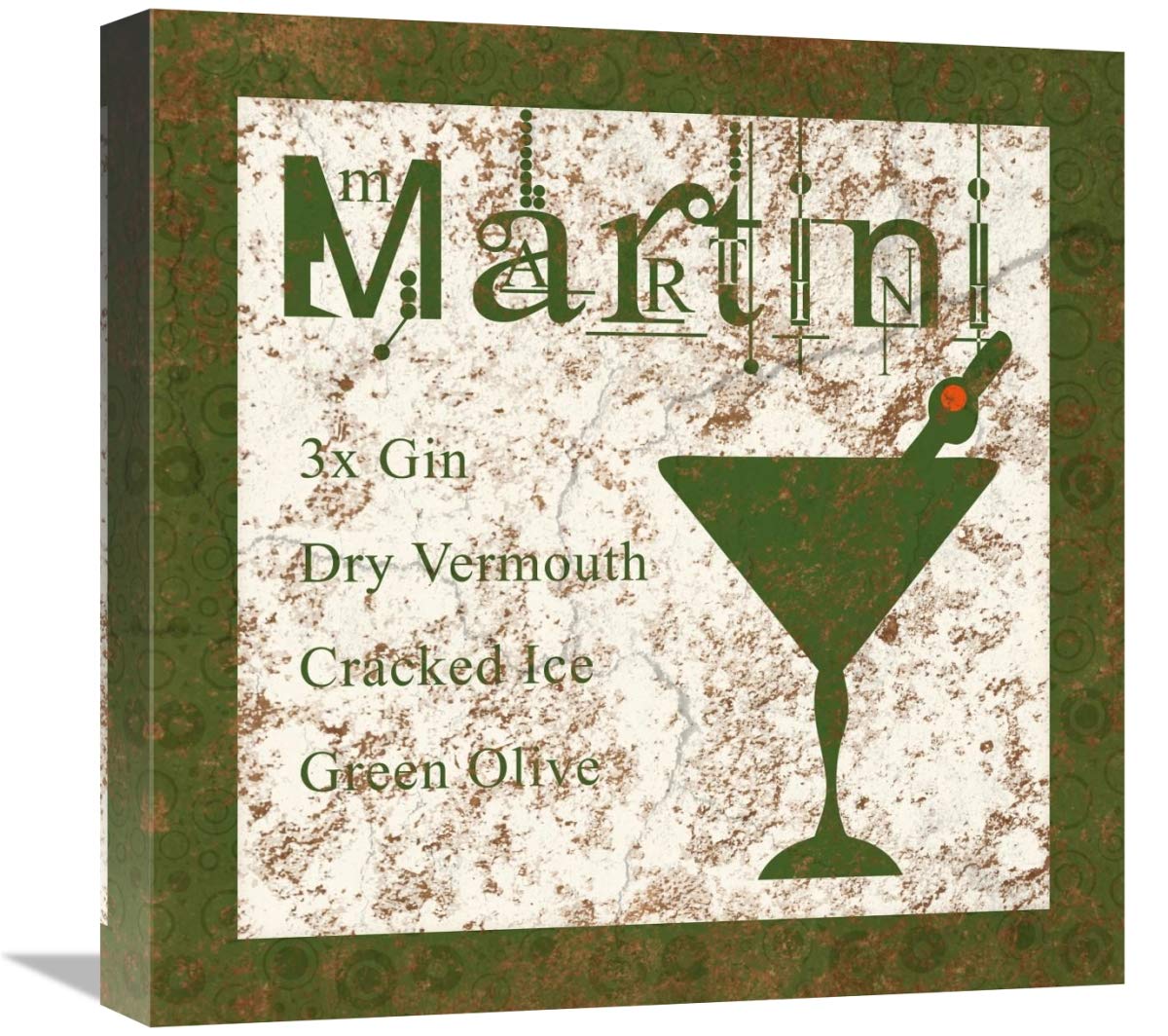 Cocktail Recipes - Martini-Canvas Art-18x18”