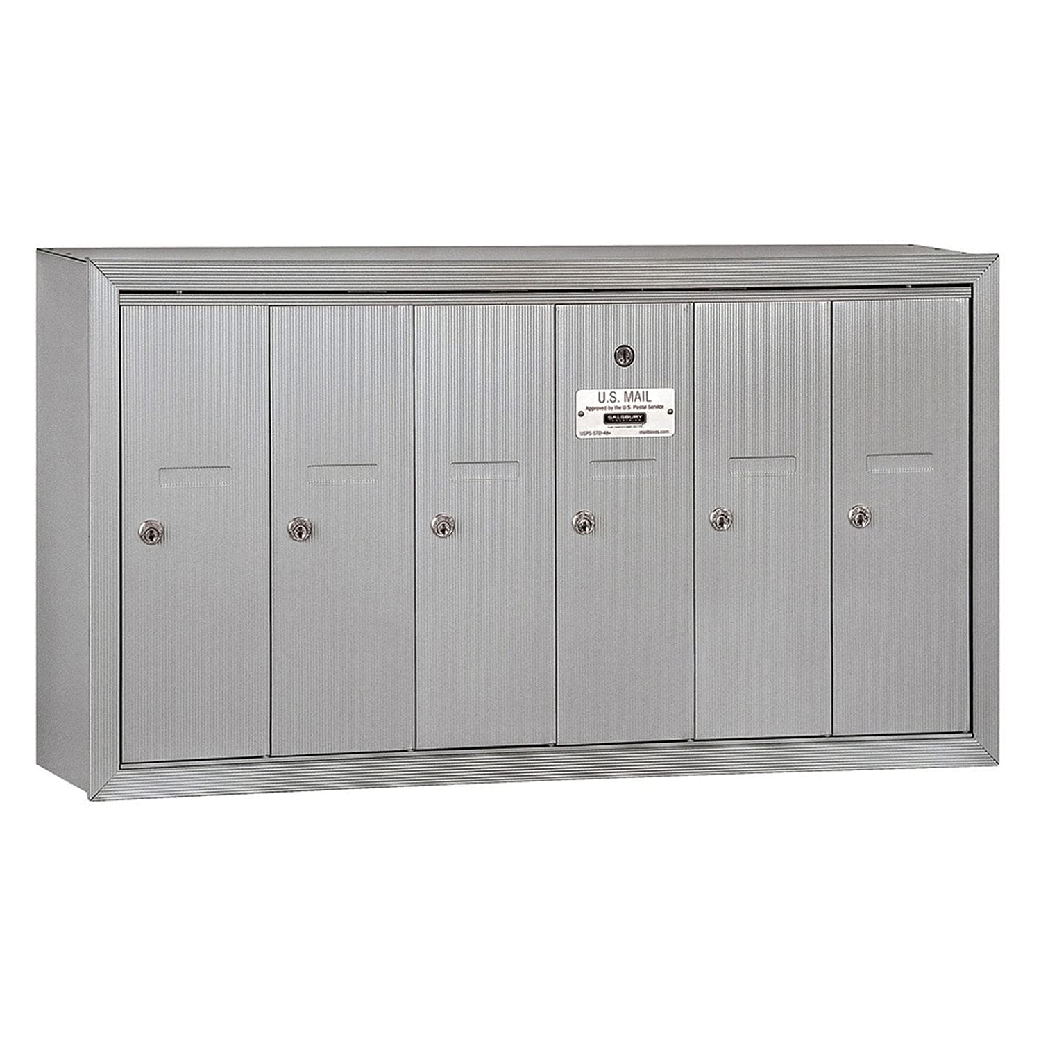 Vertical Mailbox (Includes Master Commercial Lock) - 6 Doors - Aluminum - Surface Mounted - Private Access