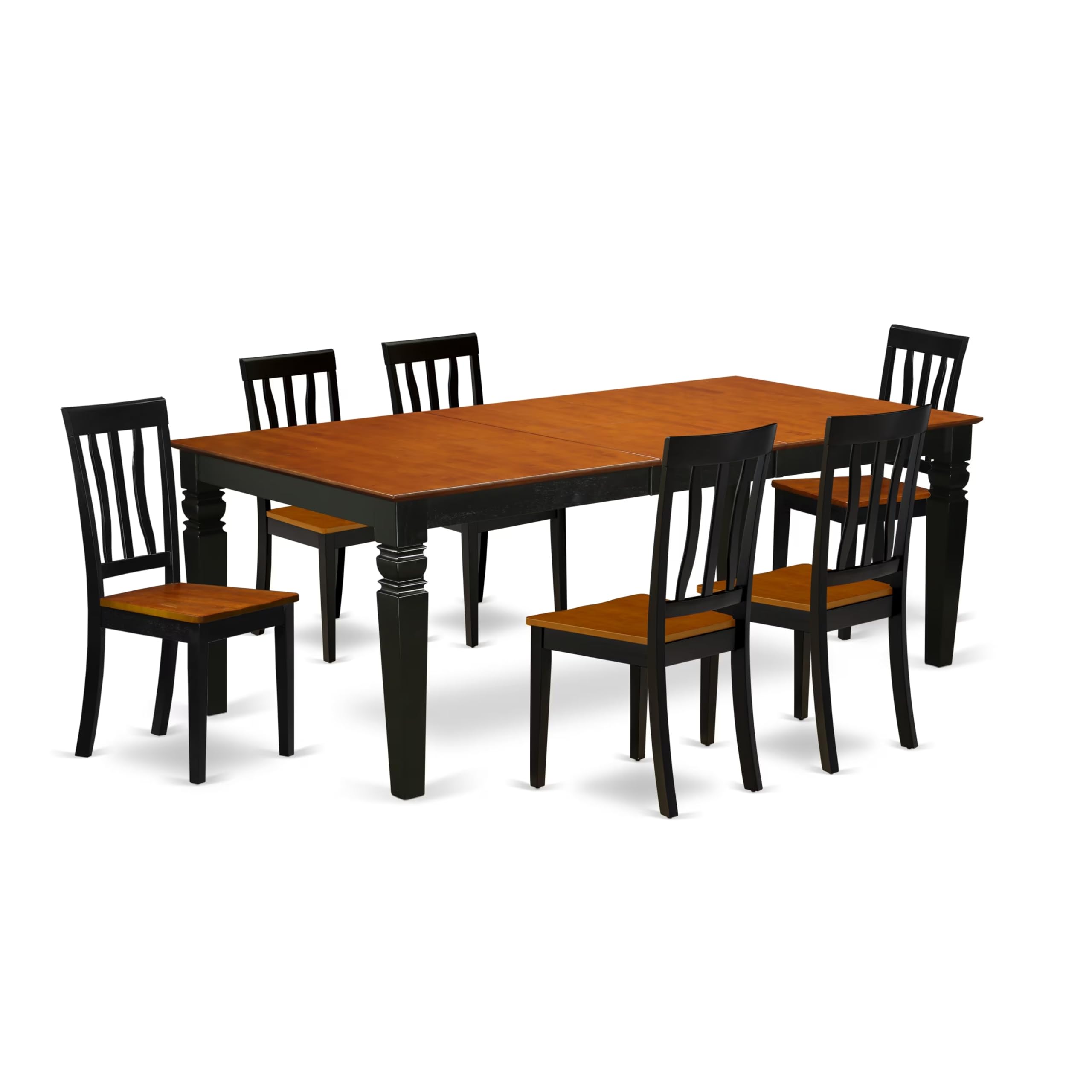 7  Pc  Dining  room  set  with  a  Table  and  6  Kitchen  Chairs  in  Black  and  Cherry