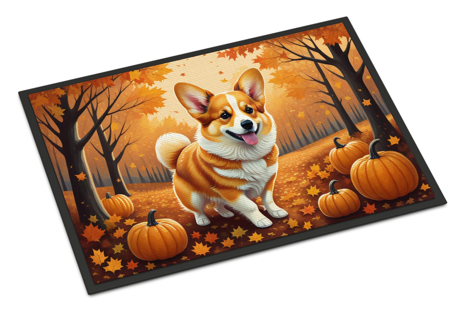 Carolines Treasures DAC1040MAT Corgi Fall Doormat 18x27 Front Door Mat Indoor Outdoor Rugs for Entryway, Non Slip Washable Low Pile, 18H X 27W