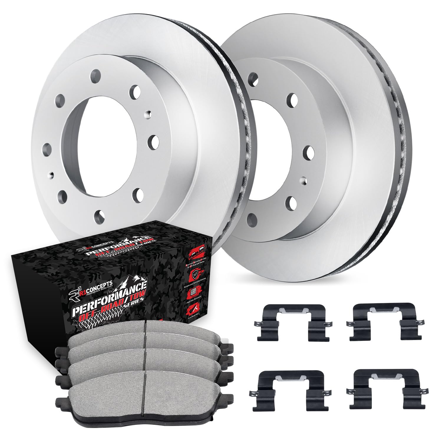 R1 Concepts Carbon Coated Disc Brake Rotor Set with Off-Road/Tow Brake Pads and Hardware WDVH1-40005
