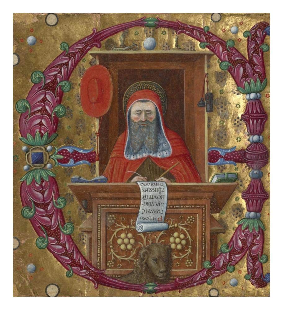 Initial E:  Saint Jerome in His Study-Paper Art-22x24”
