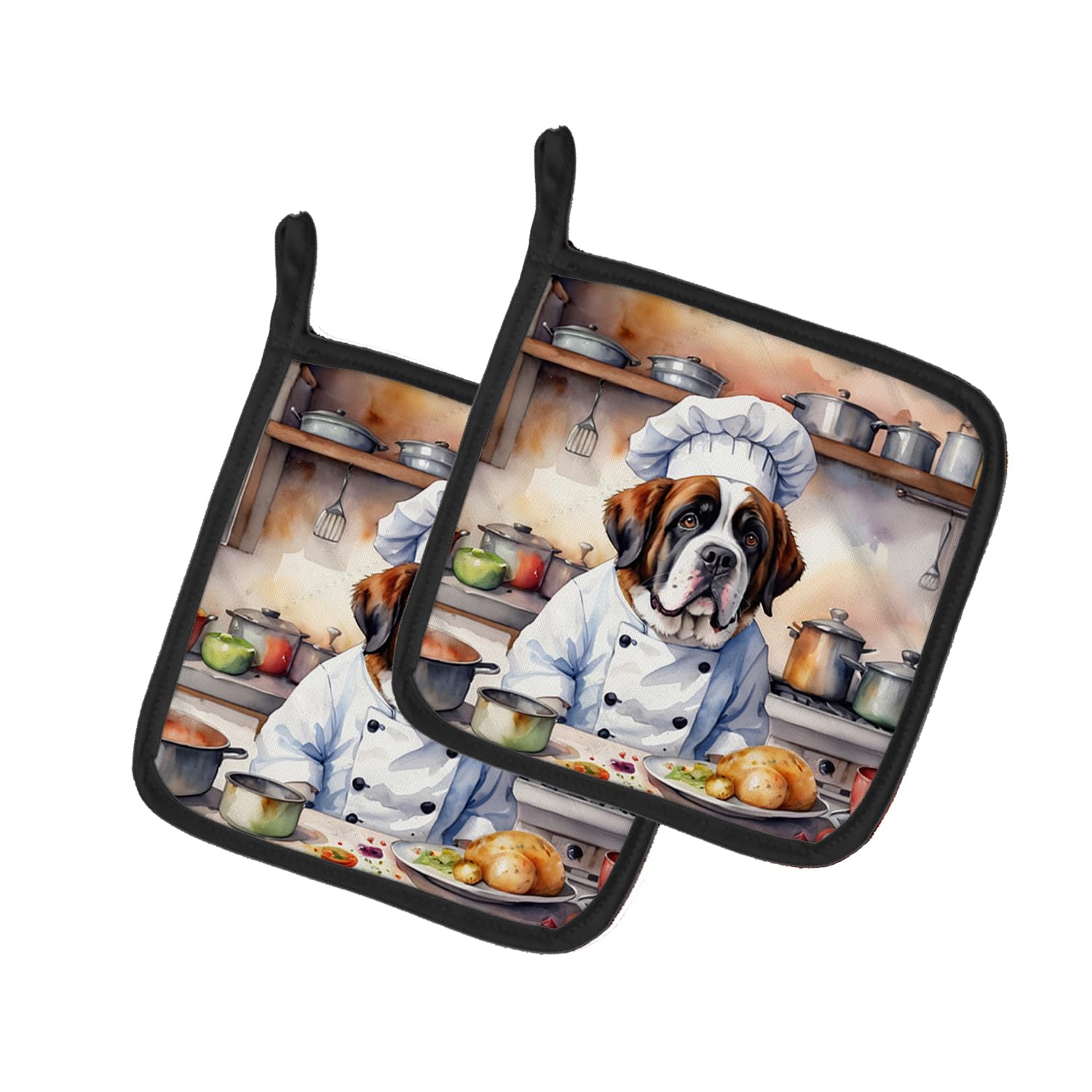 Saint Bernard The Chef Pair of Pot Holders