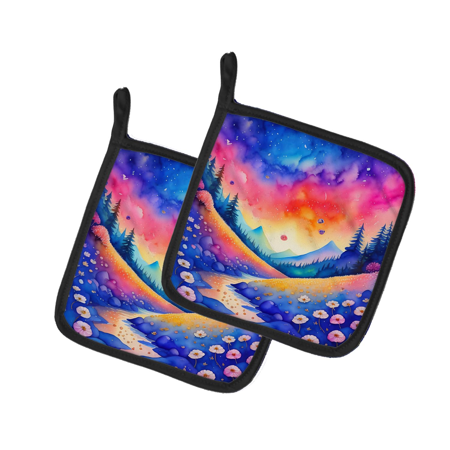 Colorful Periwinkles Pair of Pot Holders