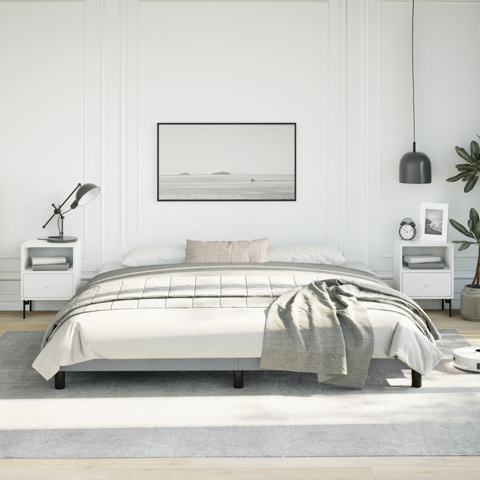 vidaXL Bed Frame Light Gray 76x79.9??King Fabric