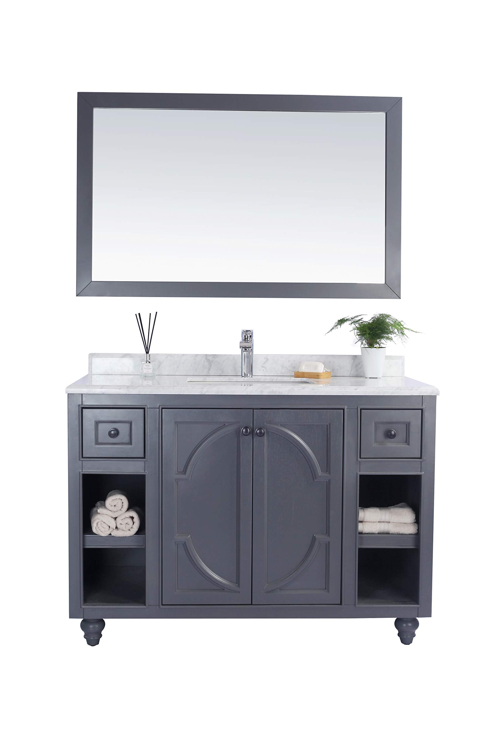 Odyssey - 48 - Maple Grey Cabinet + White Carrara Marble Countertop
