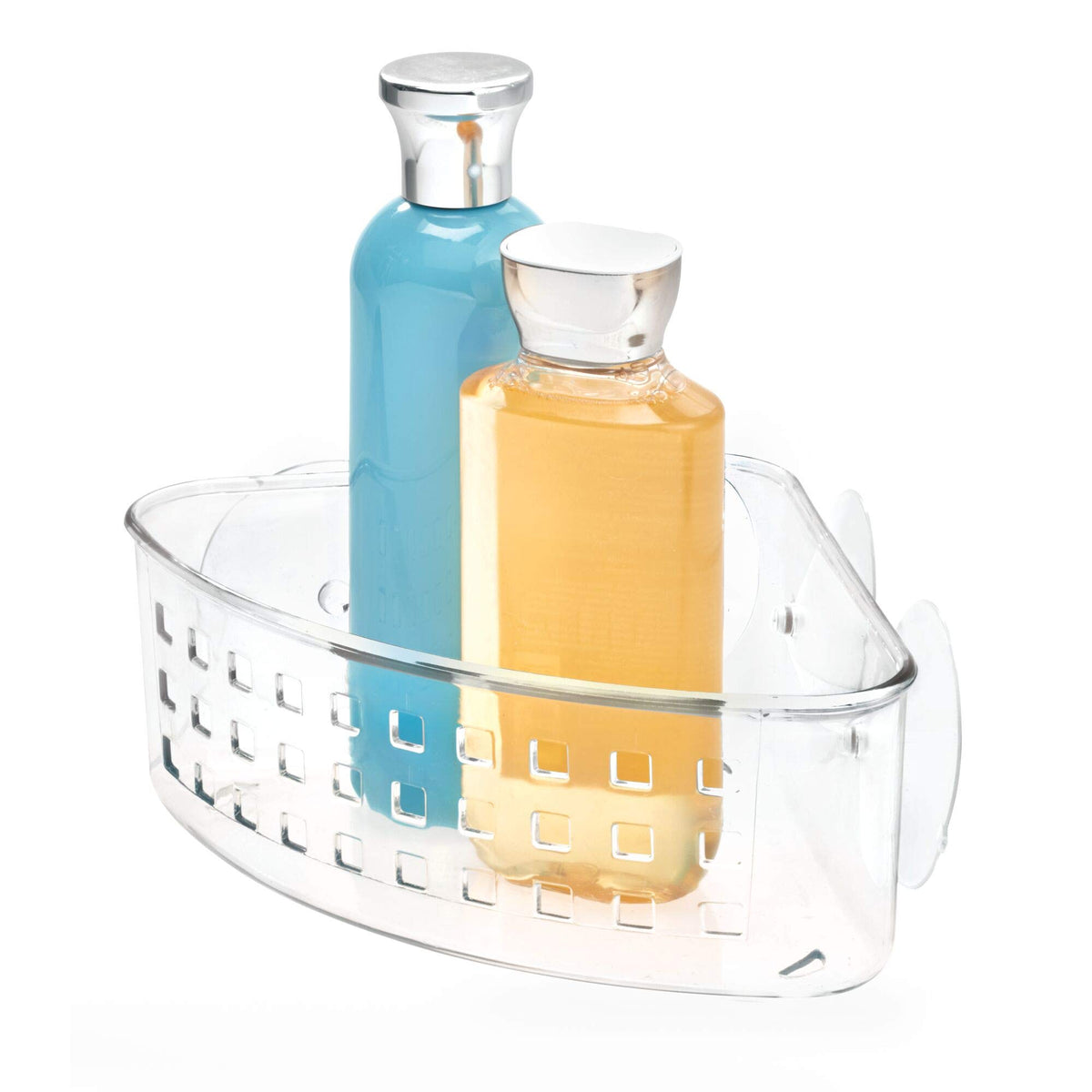 Idesign Plastic Corner Shower Caddy And Bathroom Organizer Basket With Suction Cups - 9 X 7 X 35, Clear