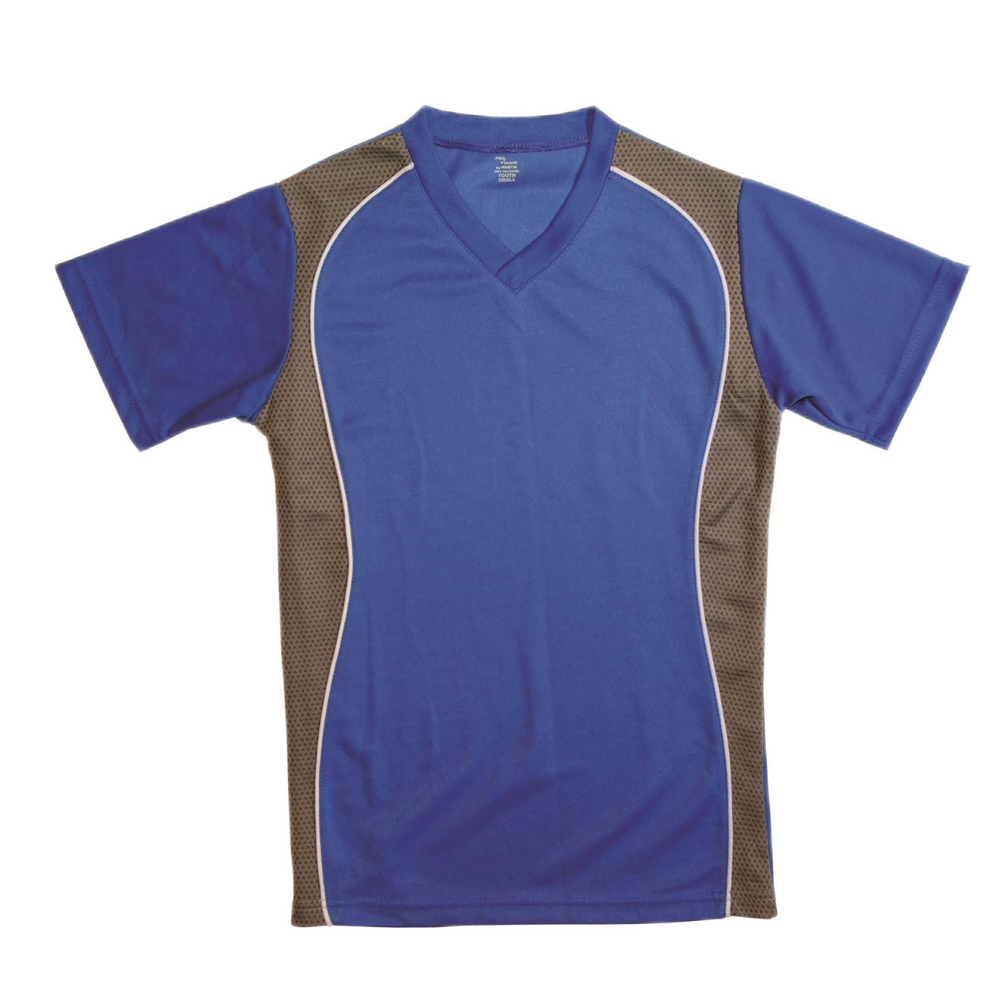 V-NECK JERSEY ROYAL W/GRANITE SIDE PANEL-YOUTH-XL