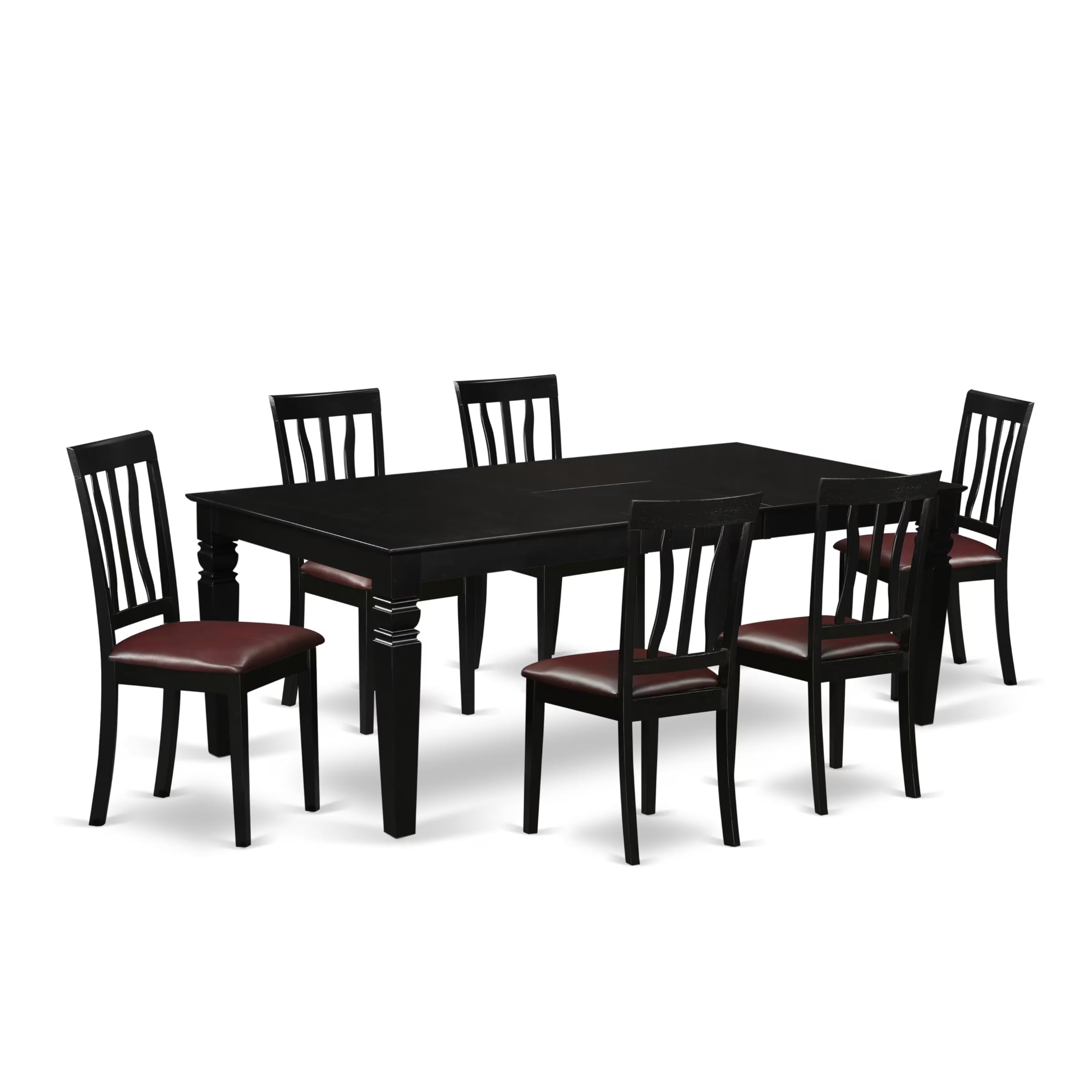 7  Pc  Dining  set  with  a  Dinning  Table  and  6  Leather  Dining  Chairs  in  Black