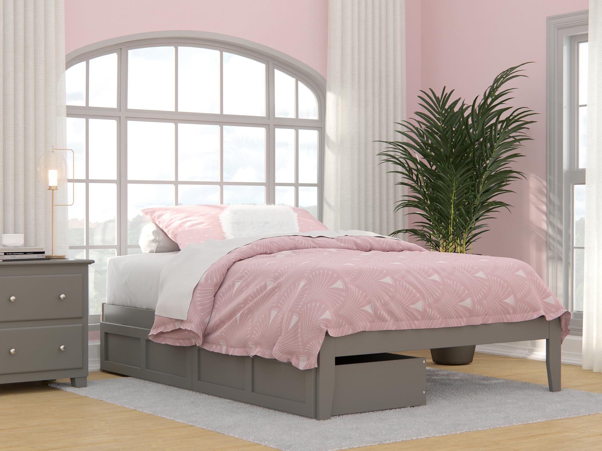 Colorado Full Bed with USB Turbo Charger and 2 Drawers in Grey