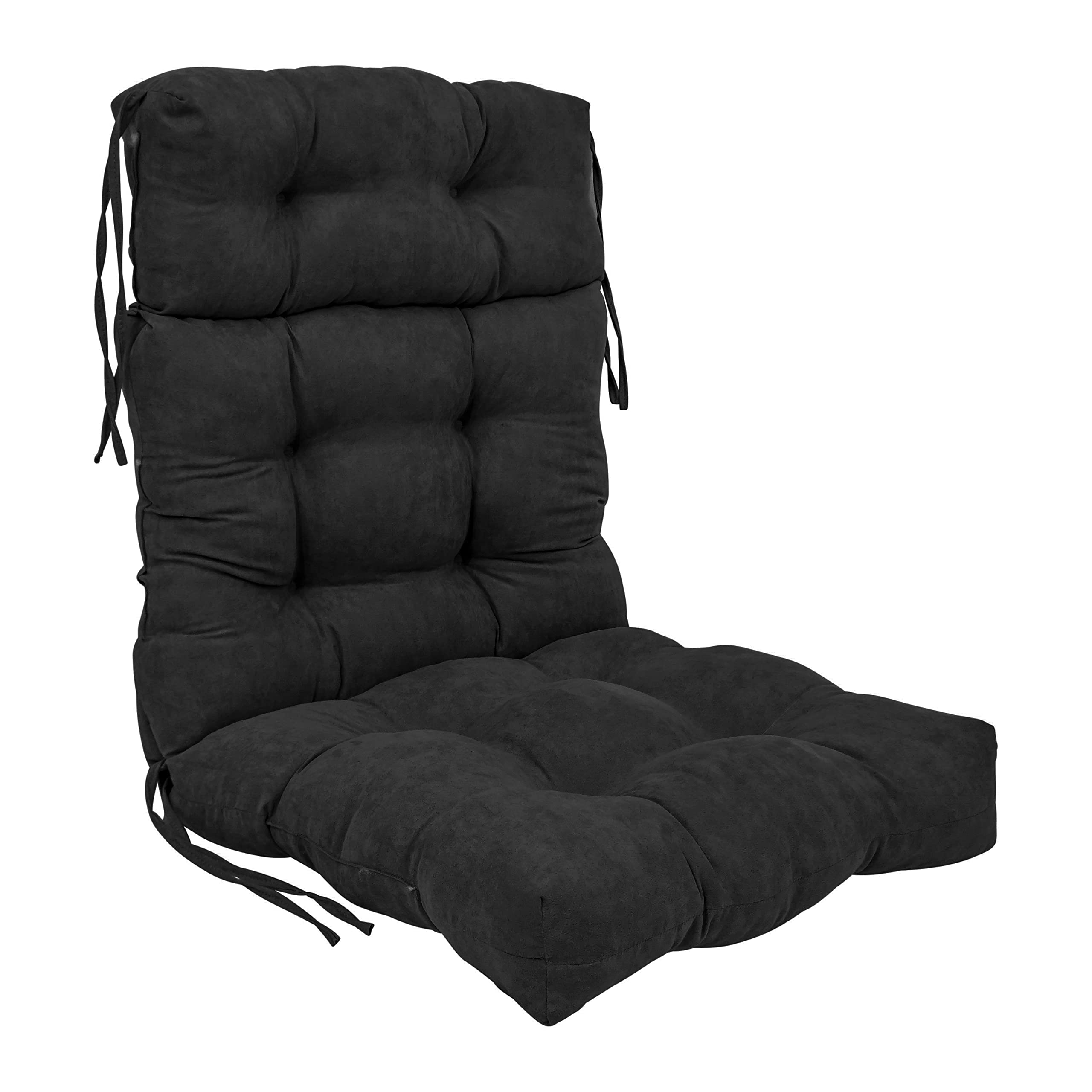 20-inch by 42-inch Solid Microsuede Tufted Chair Cushion Black-Color