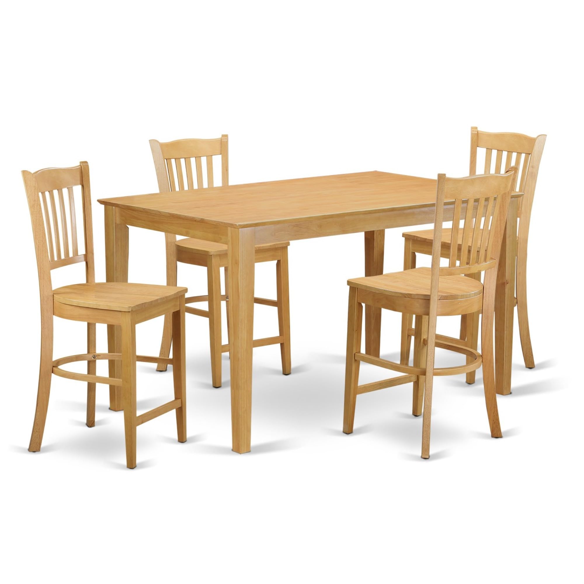 Casafoyer CAGR5H-OAK-W 5 Piece Counter Height Dining Set Includes a Rectangle Dinette Table and 4 Kitchen Dining Chairs, 36x60 Inch, Oak