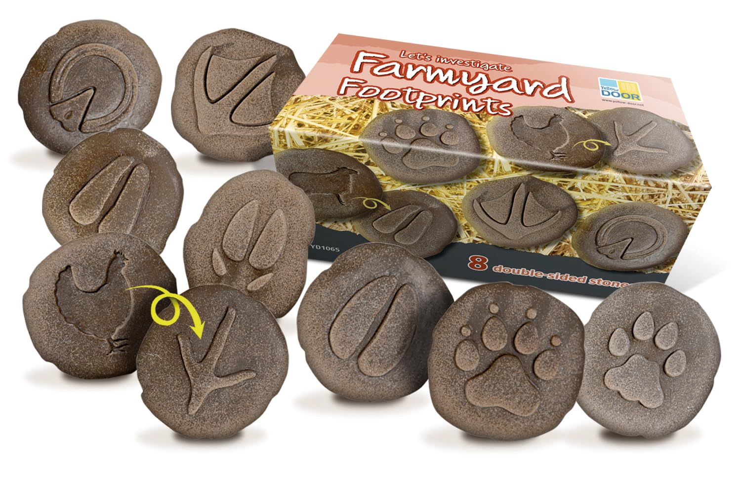 Lets Investigate Farmyard Footprints Stone, Pack of 8