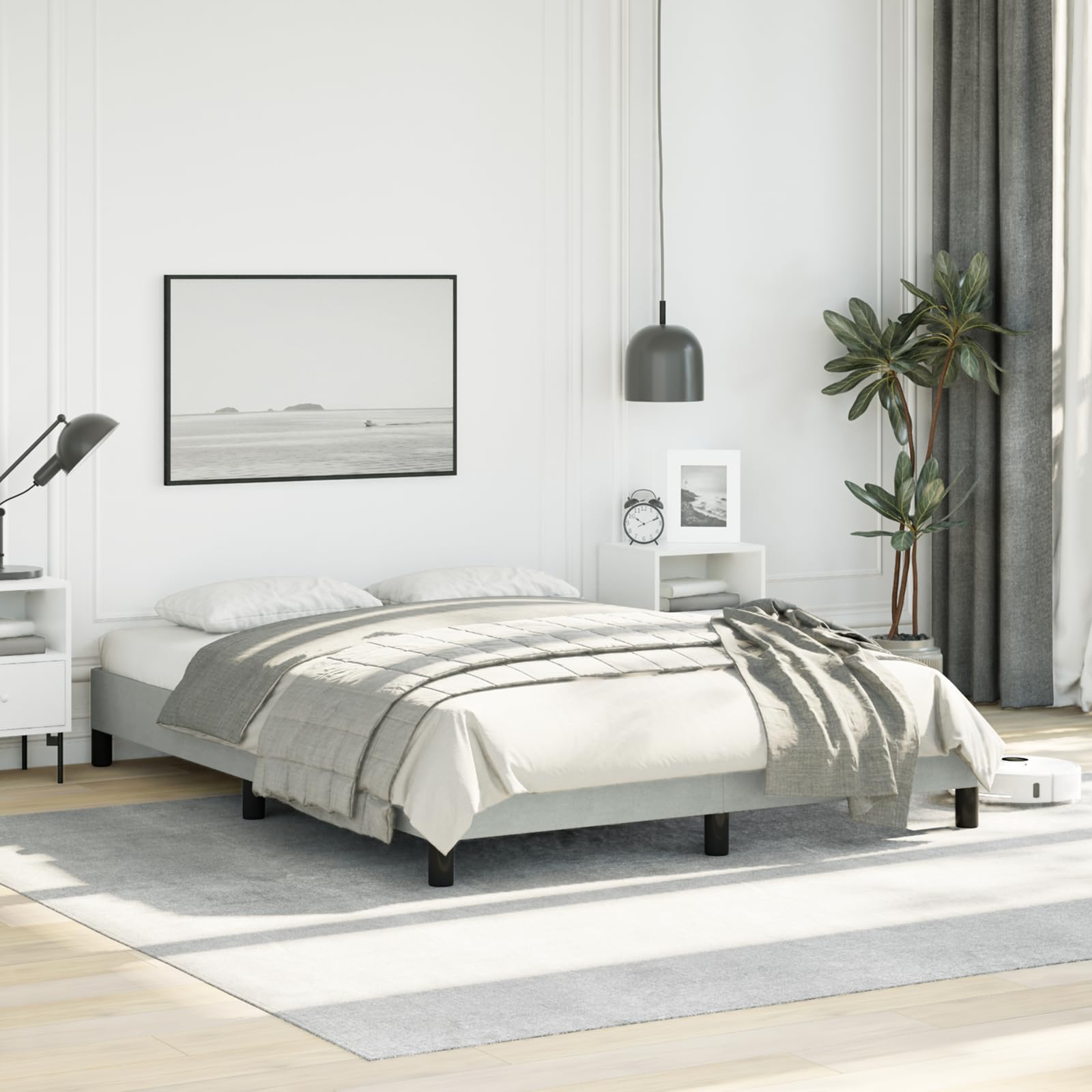 vidaXL Bed Frame Light Gray 53.9x74.8??Full Velvet