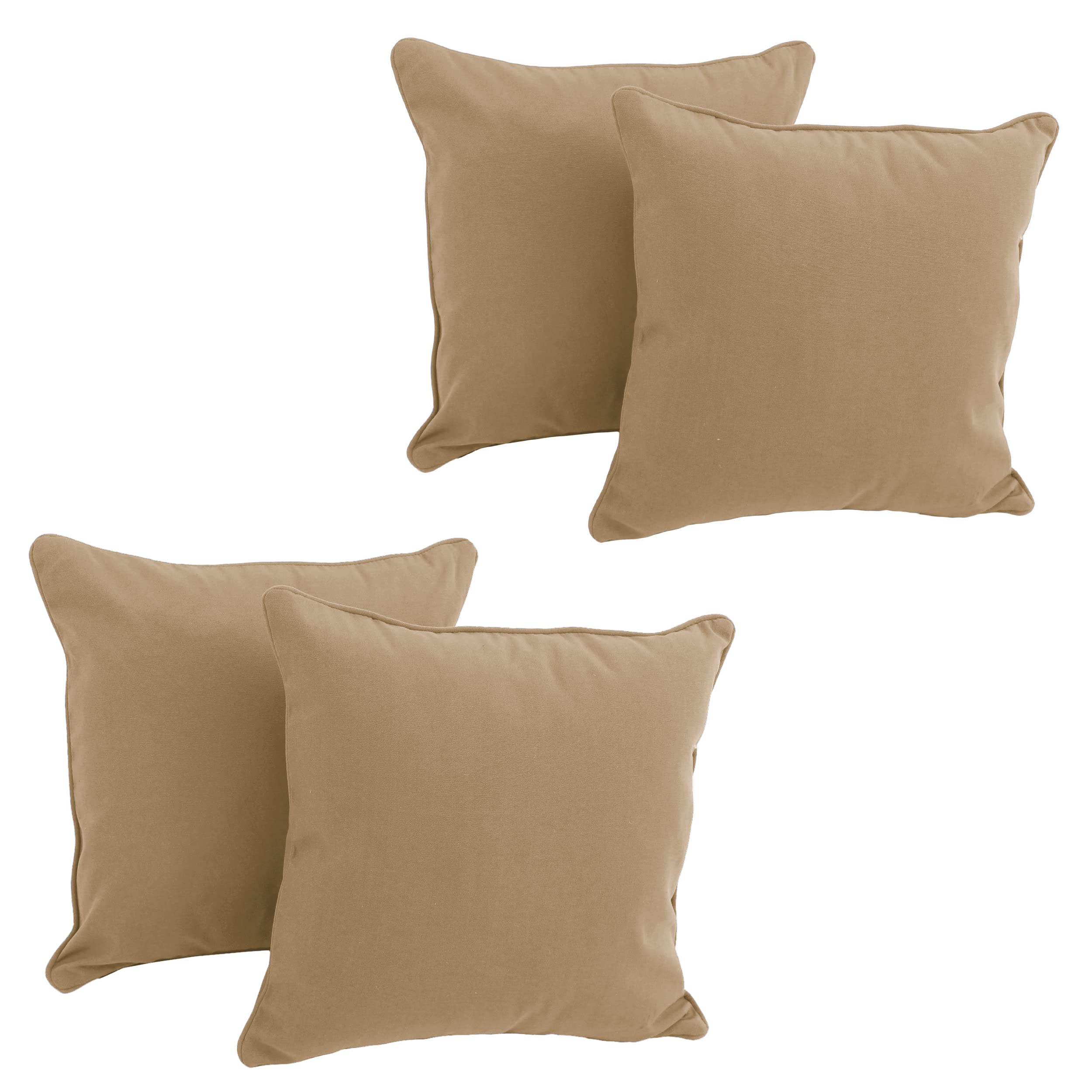 18-inch Double-corded Solid Twill Square Throw Pillows with Inserts (Set of 4)
