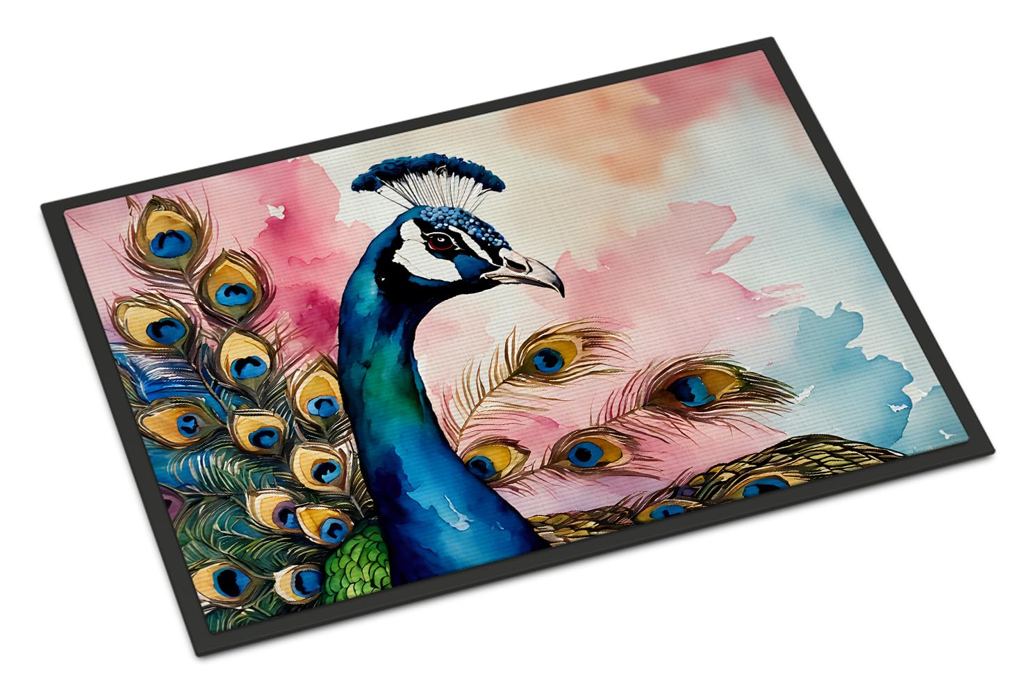 Carolines Treasures DAC3258JMAT Peacock Doormat Front Door Mat Indoor Outdoor Rugs for Entryway, Non Slip Washable Low Pile, 24H X 36W