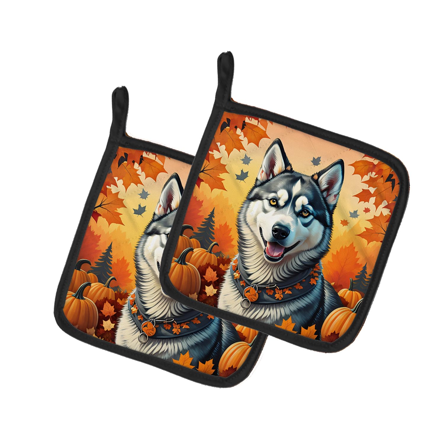 Siberian Husky Fall Pair of Pot Holders