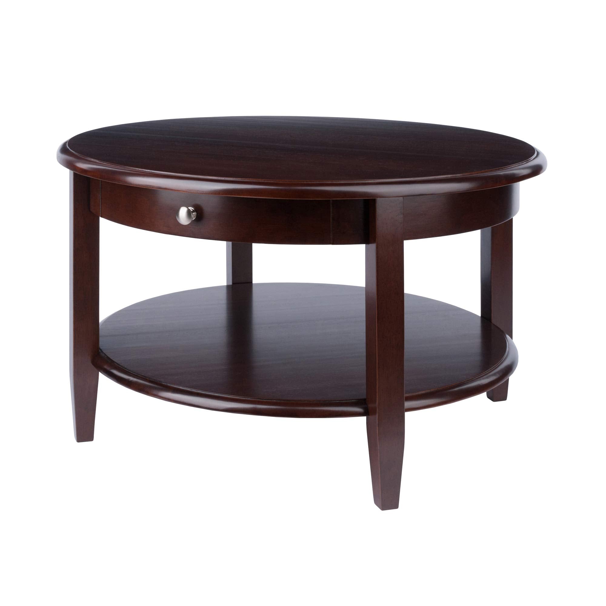 Yardlio Wood Concord Round Coffee Table - Elegant, Antique Walnut Finish