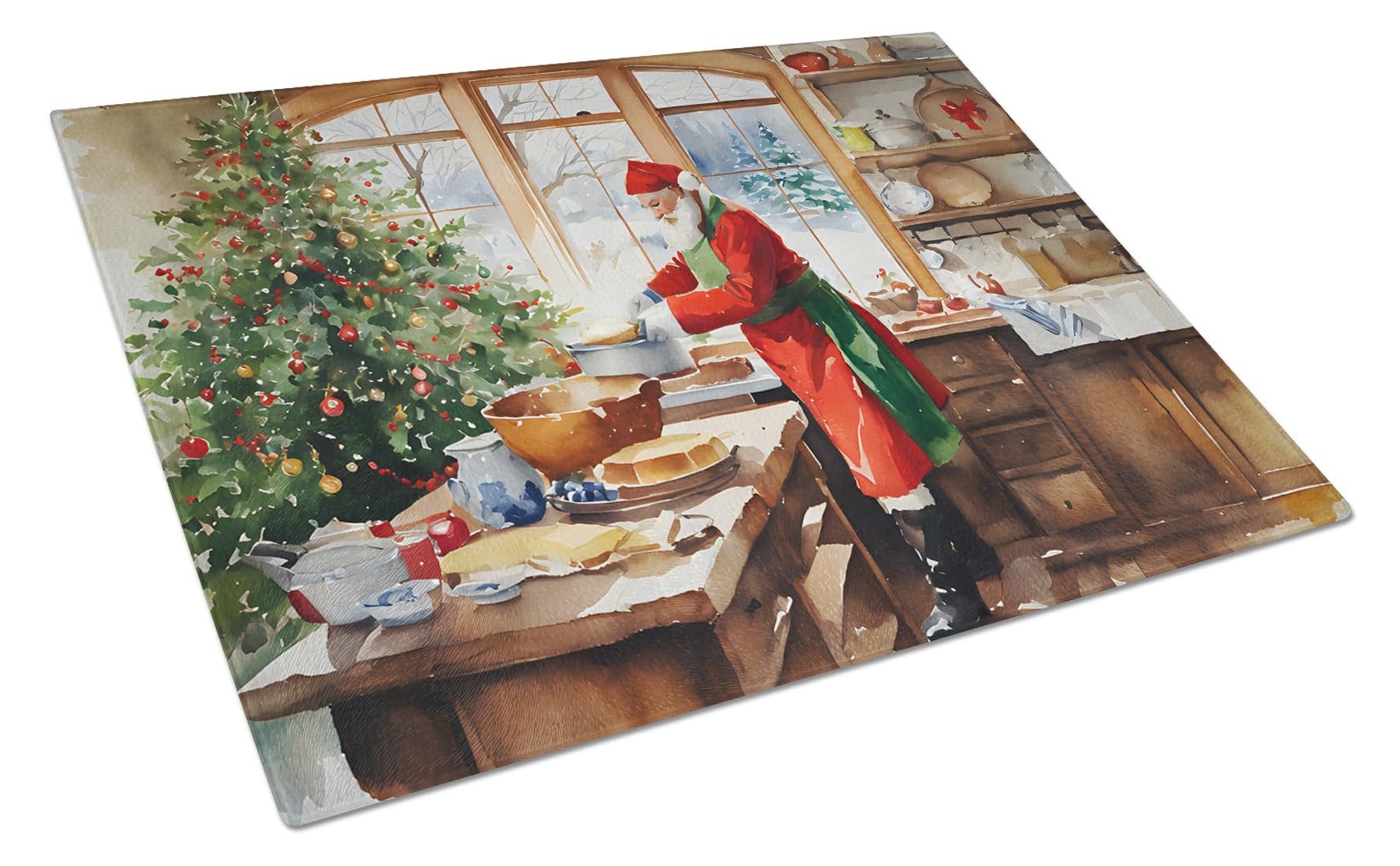 Carolines Treasures DAC3318LCB Cookies with Santa Claus Weihnachtsmann Glass Cutting Board Large Decorative Tempered Glass Kitchen Cutting and Serving Board Large Size Chopping Board