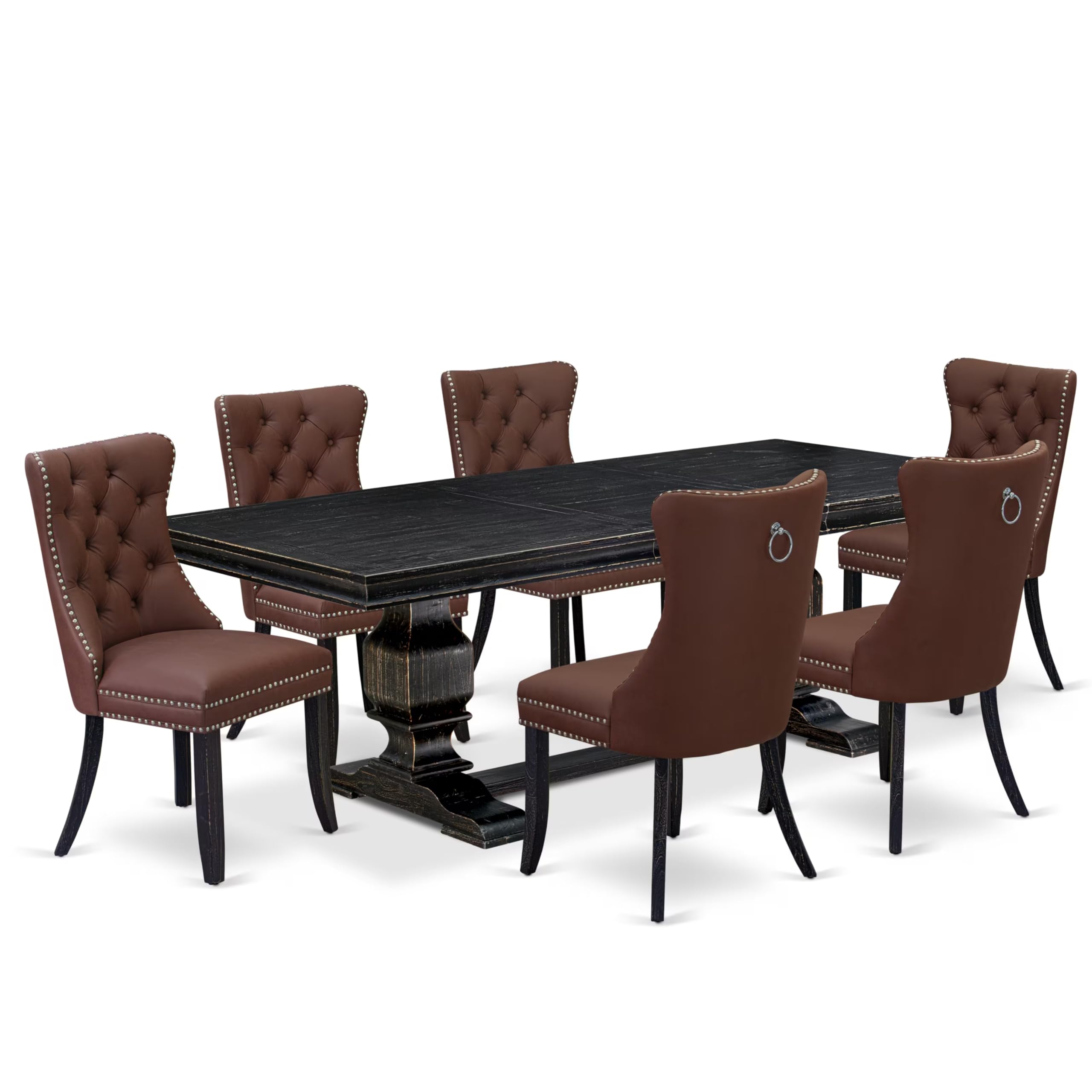 7 piece dining room set a dining table and 6 Faux Leather dining room Chairs