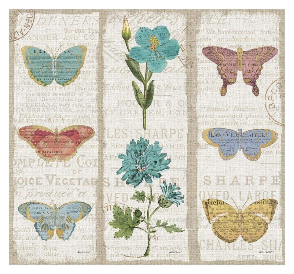 Bookshelf Botanical II Triptych -Paper Art-32x29.9”