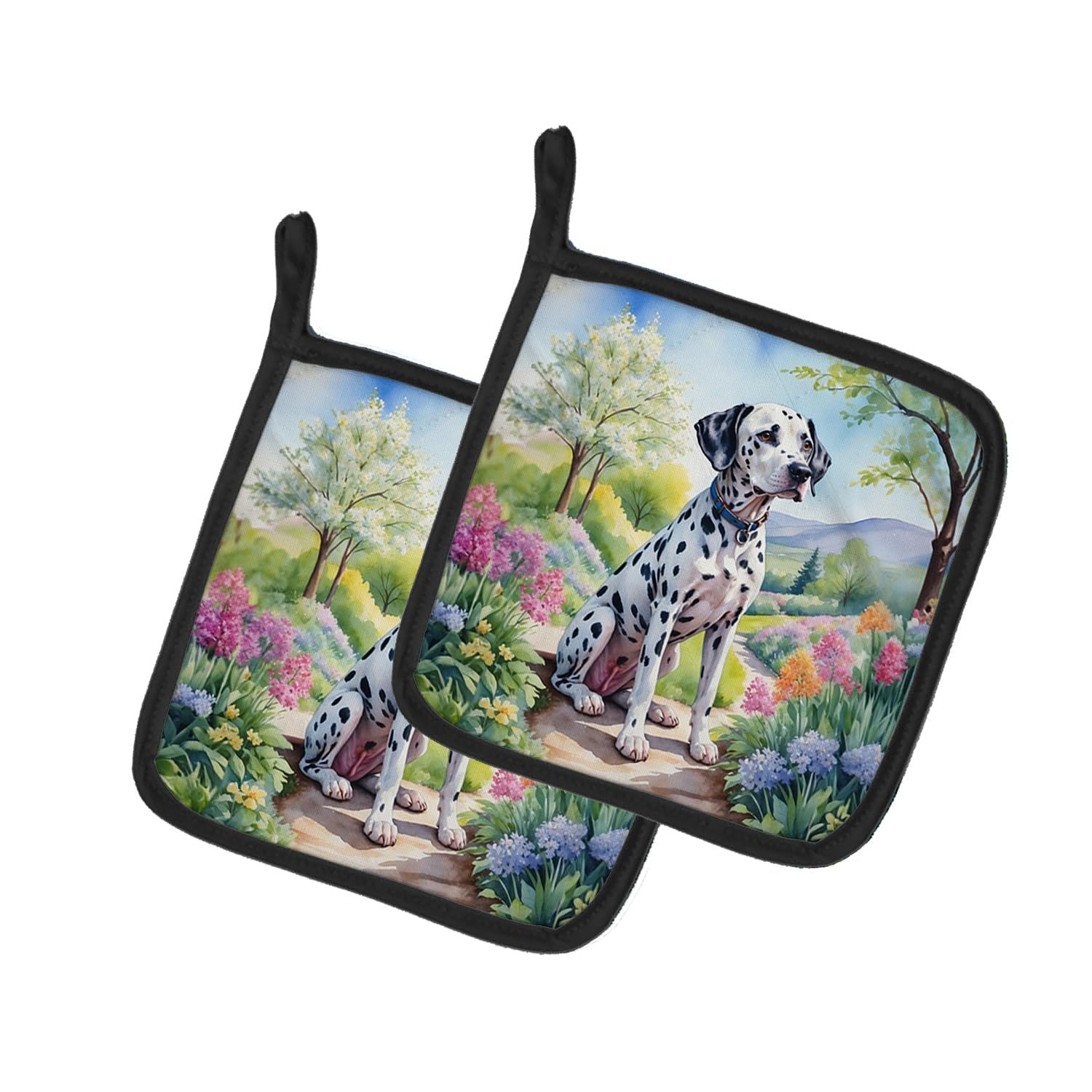 Dalmatian Spring Path Pair of Pot Holders