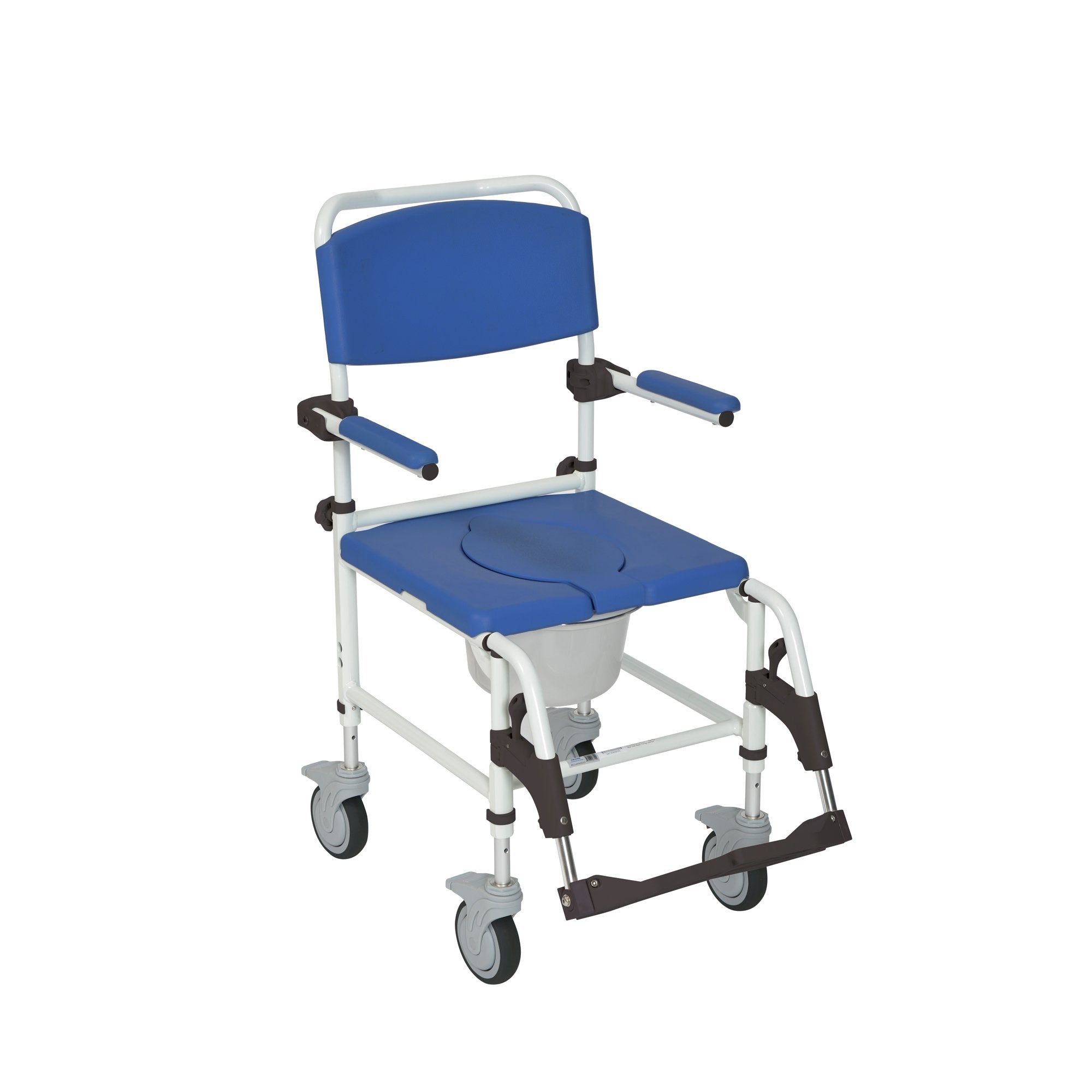 Drive Medical Aluminum Shower Commode Mobile Chair, Blue