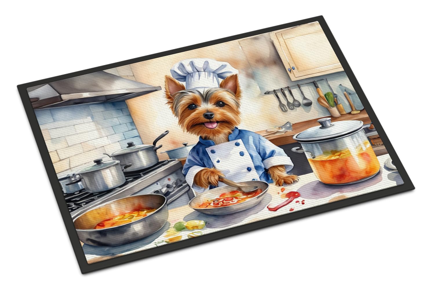 Carolines Treasures DAC6329JMAT Silky Terrier The Chef Doormat Front Door Mat Indoor Outdoor Rugs for Entryway, Non Slip Washable Low Pile, 24H X 36W