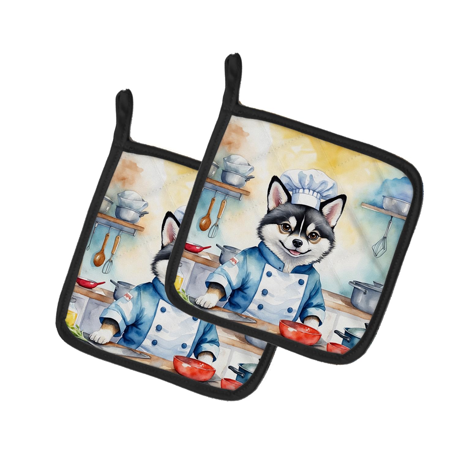 Alaskan Klee Kai The Chef Pair of Pot Holders