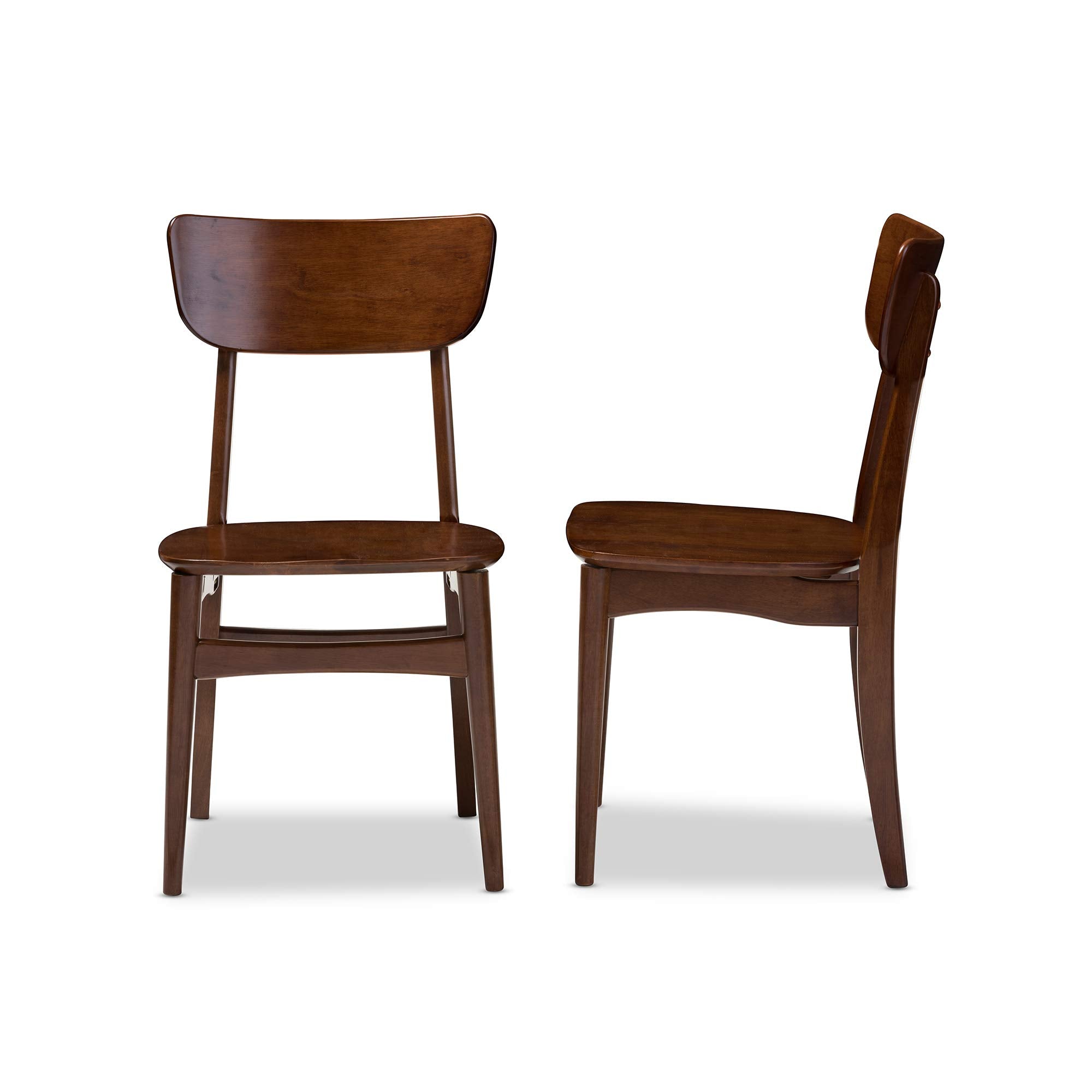 Baxton Studio Set Of 2 Netherlands Mid-Century Modern Scandinavian Style Dark Walnut Bentwood Dining Side Chairs