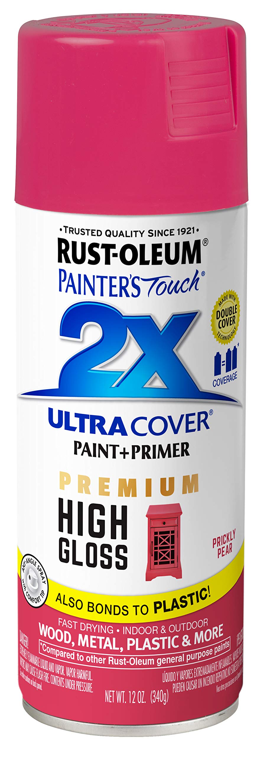 Rust-Oleum 331174 Painter'S Touch 2X Ultra Cover Spray Paint, 12 Oz, High Gloss Prickly Pear