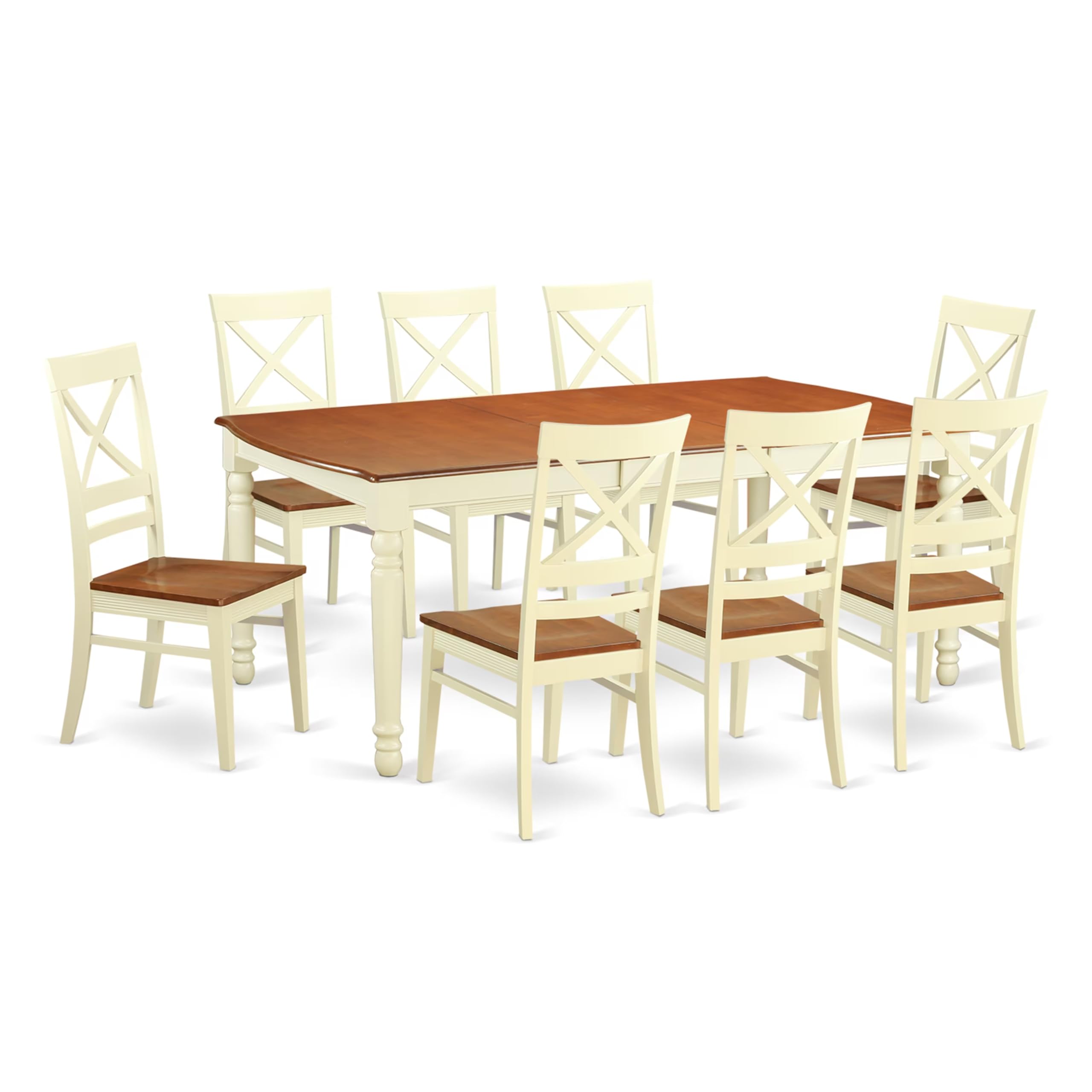 DOQU9-WHI-W 9 Pc Dining room set -Table and 8 Dining Chairs