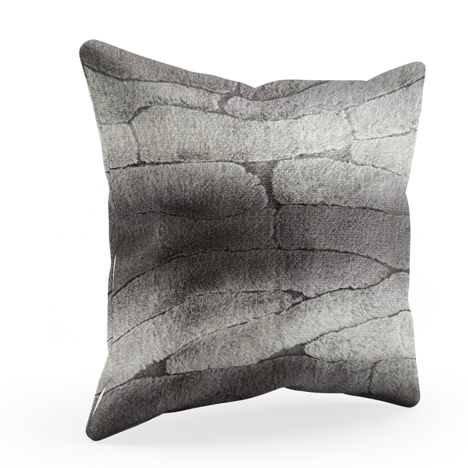 Plutus Gray Silver Furever Animal Faux Fur Luxury Throw Pillow - Double sided  12 x 20”