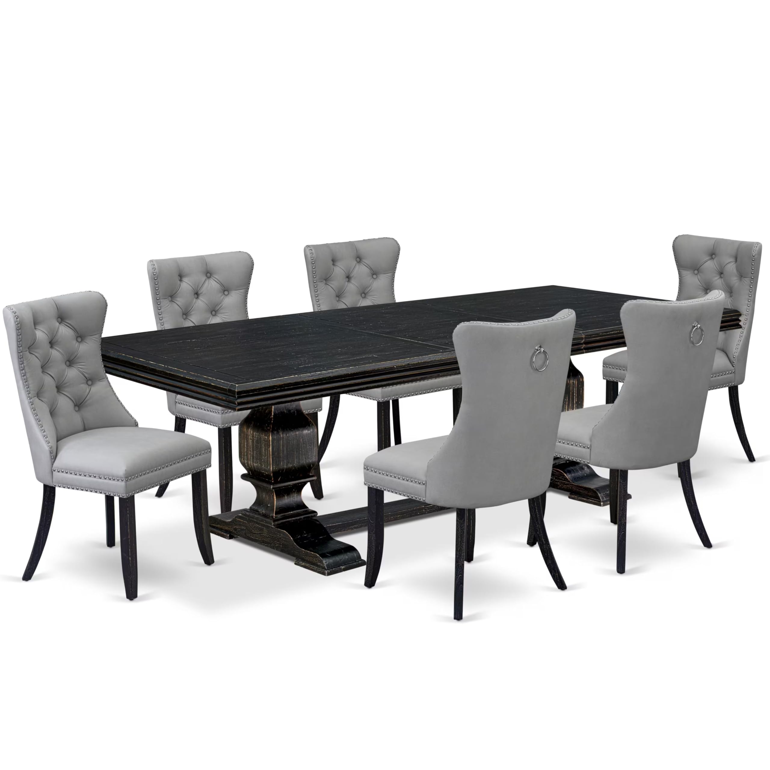 7 piece dining set a rectangular table and 6 Faux Leather dining Chairs