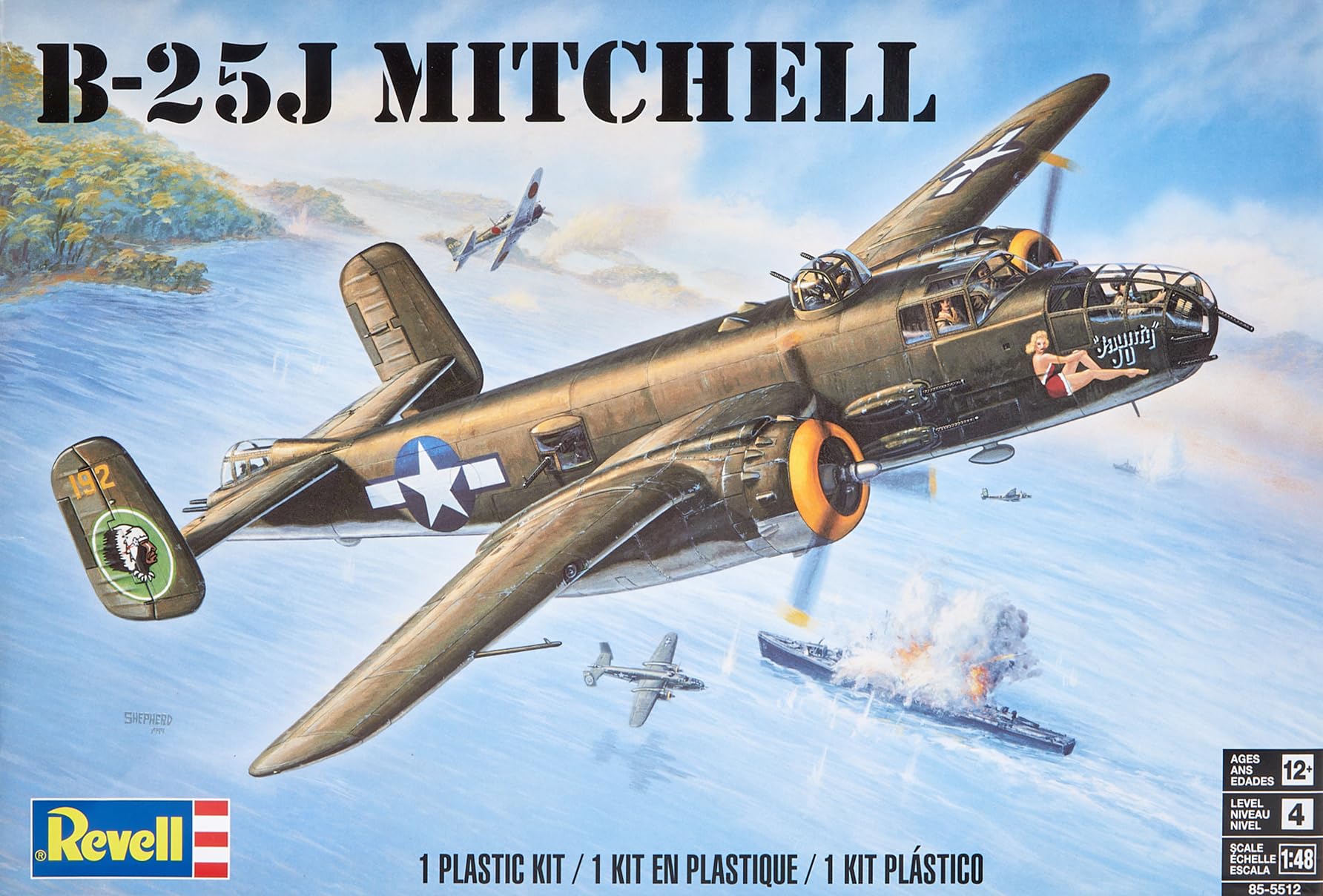 Level 4 Model Kit B-25J Mitchell Medium Bomber Plane 1/48 Scale Model by Revell